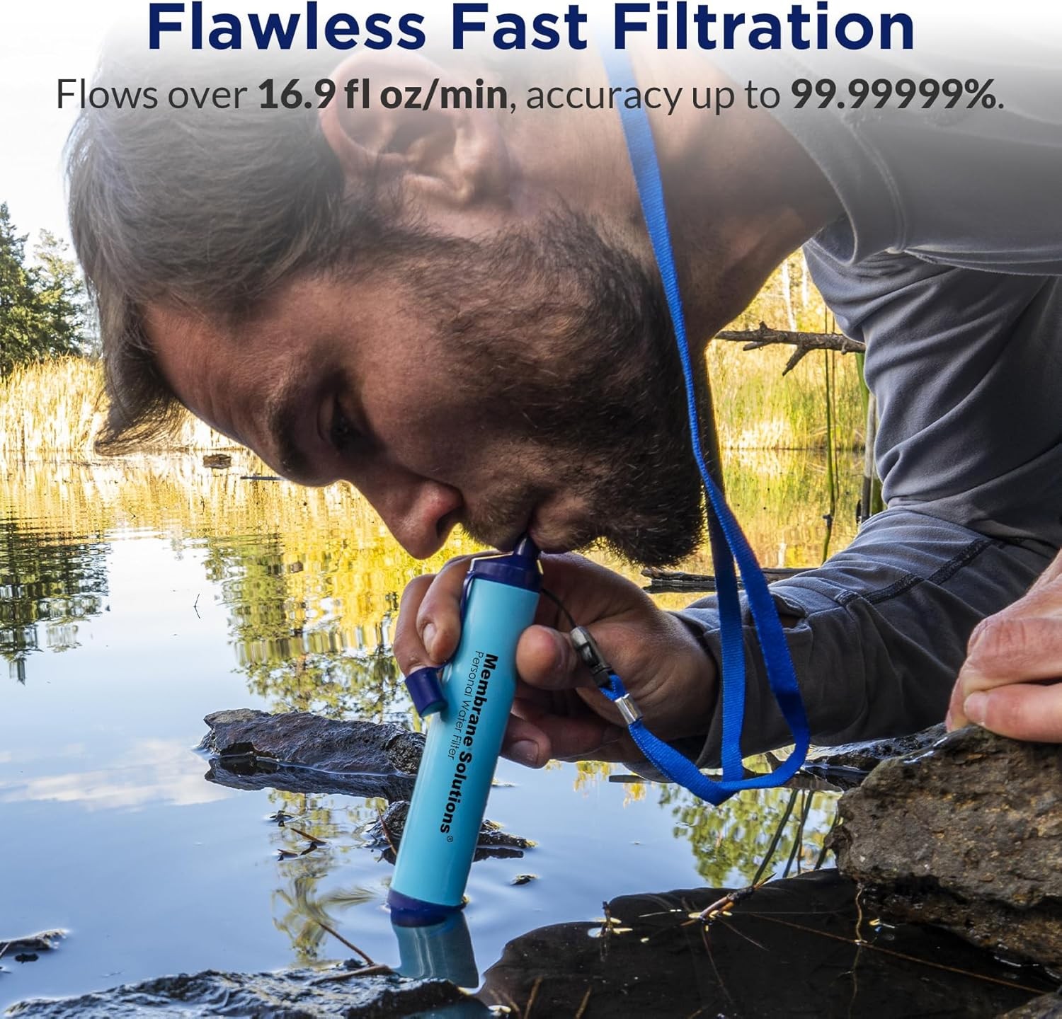 Filtro de agua tipo pajilla S1 portátil, certificado para camping y emergencia