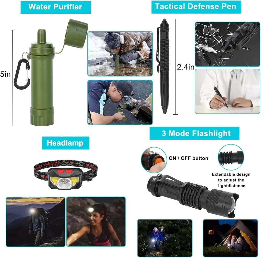 Survival Gear Professional Kit and Large Camping Backpack,First Aid Kit for Adve