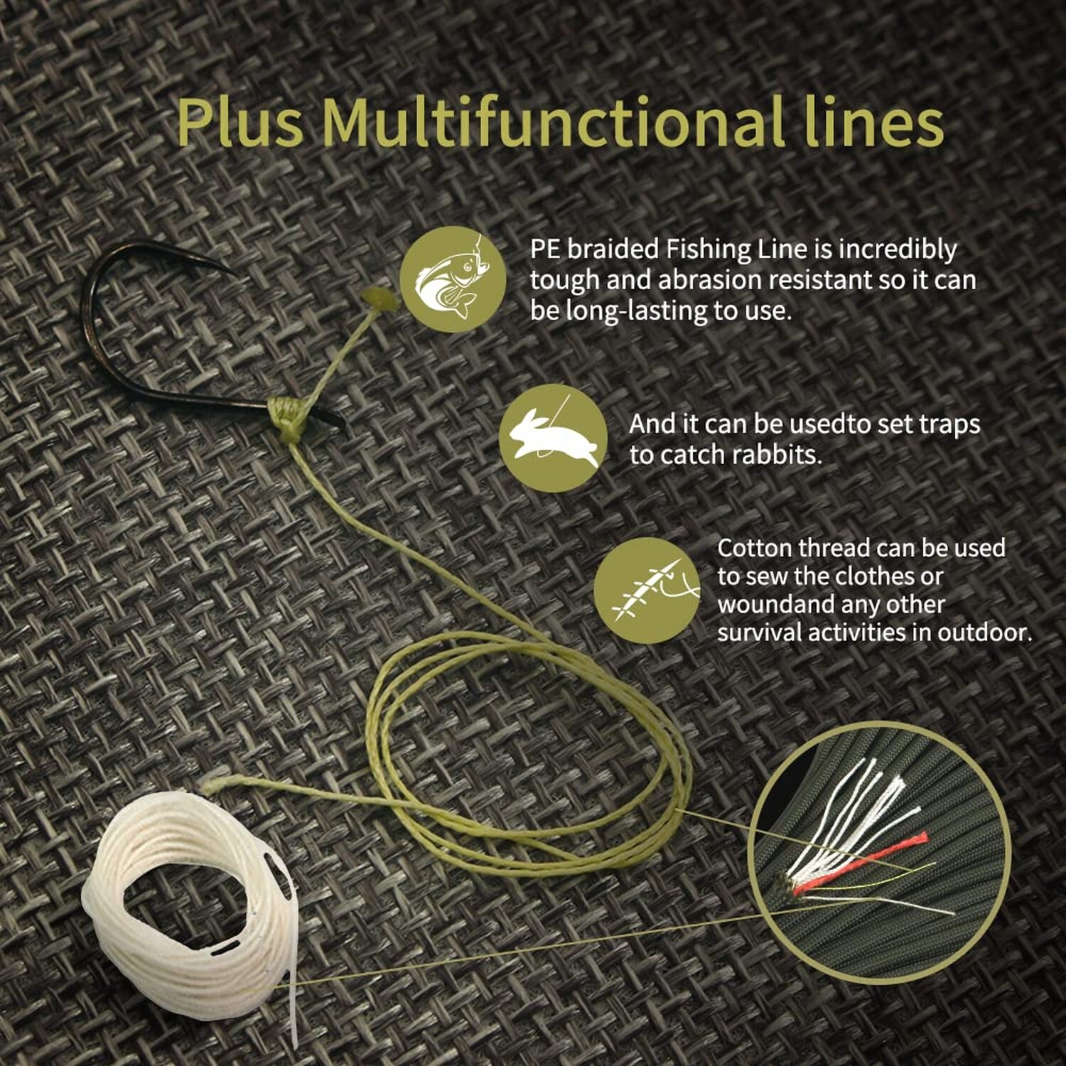 PSKOOK Survival Paracord Parachute Fire Cord Survival Ropes Red Tinder Cord P…