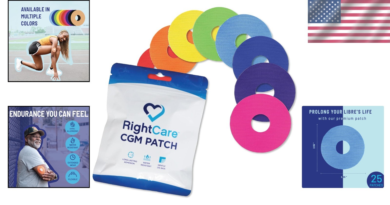 Comfortable Hypoallergenic CGM Sensor Patches – 25 Pre-Cut Waterproof Adhesive