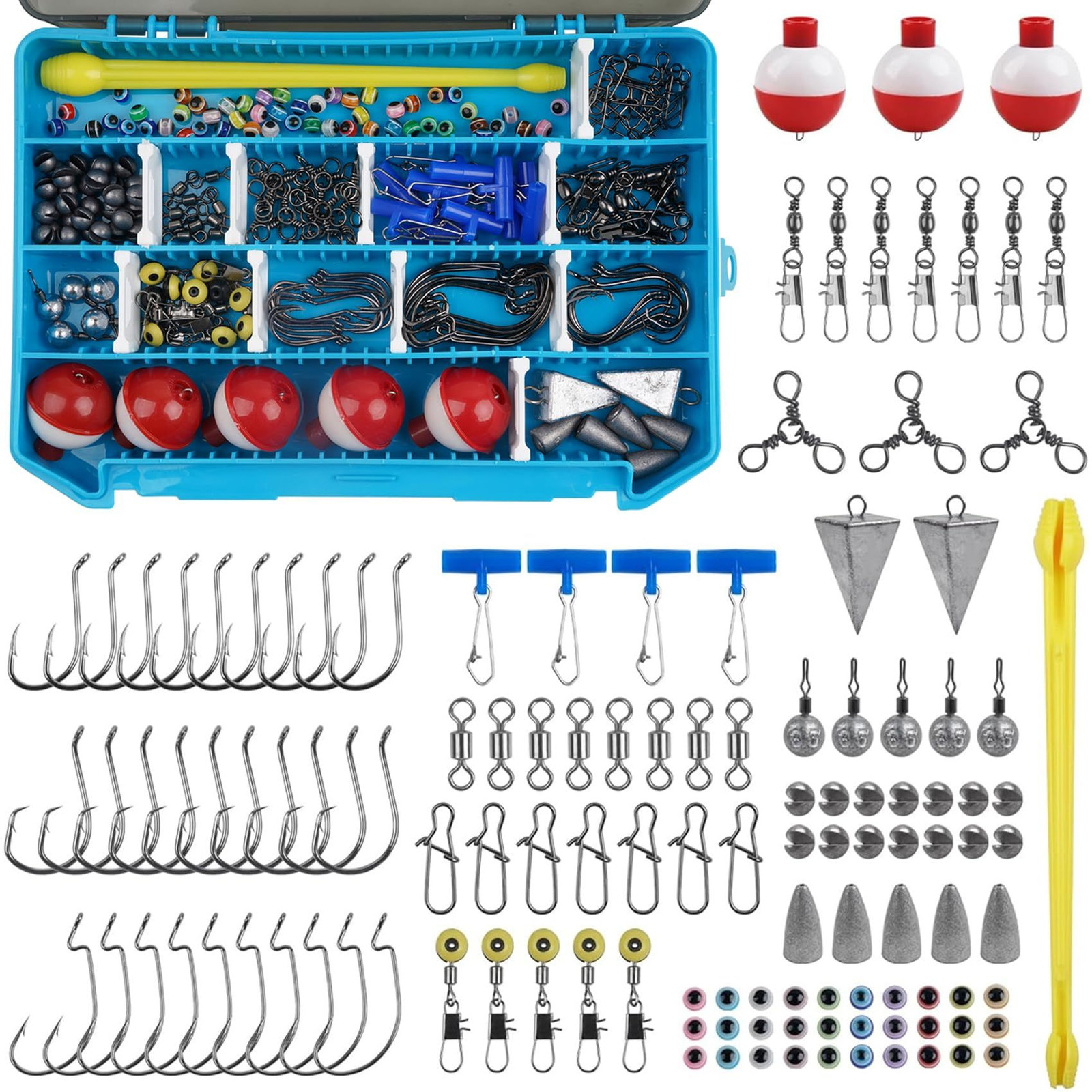 210pcs Fishing Accessories Kit, Tackle Box with Silver