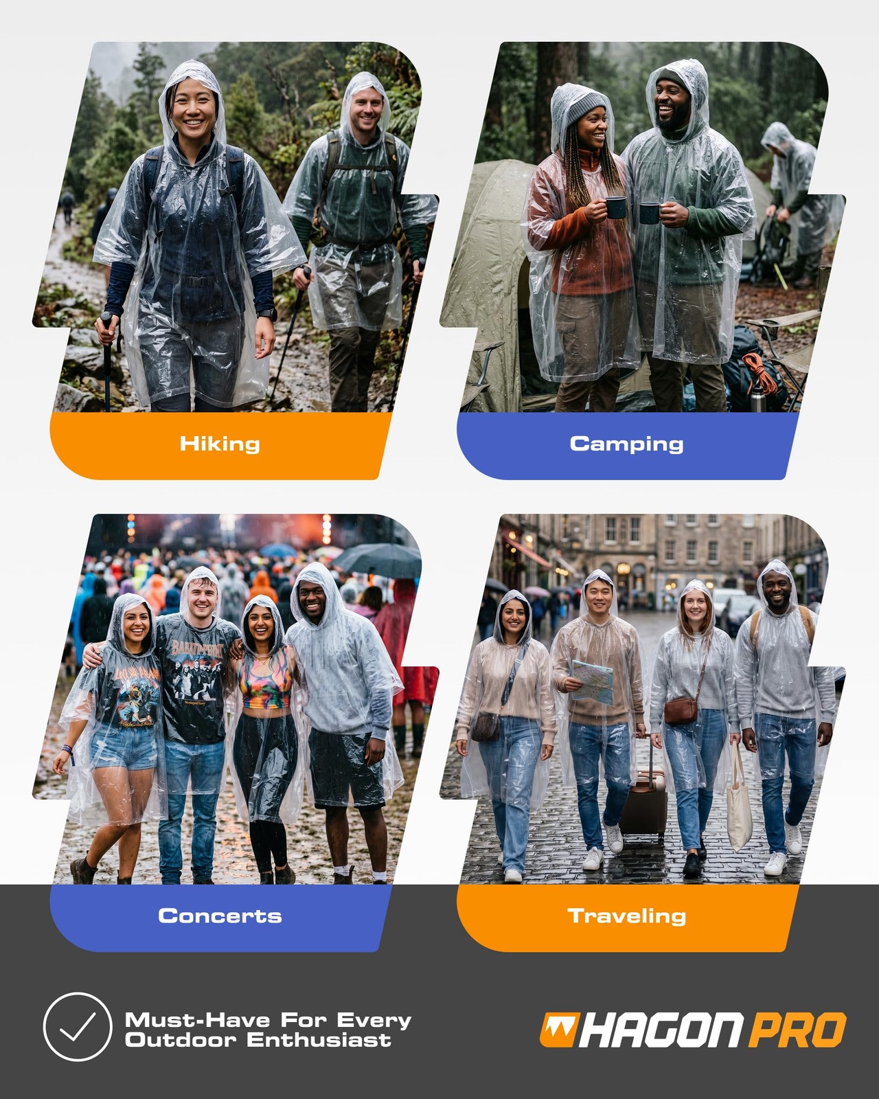 Disposable Rain Ponchos for Adults (5 Pack)