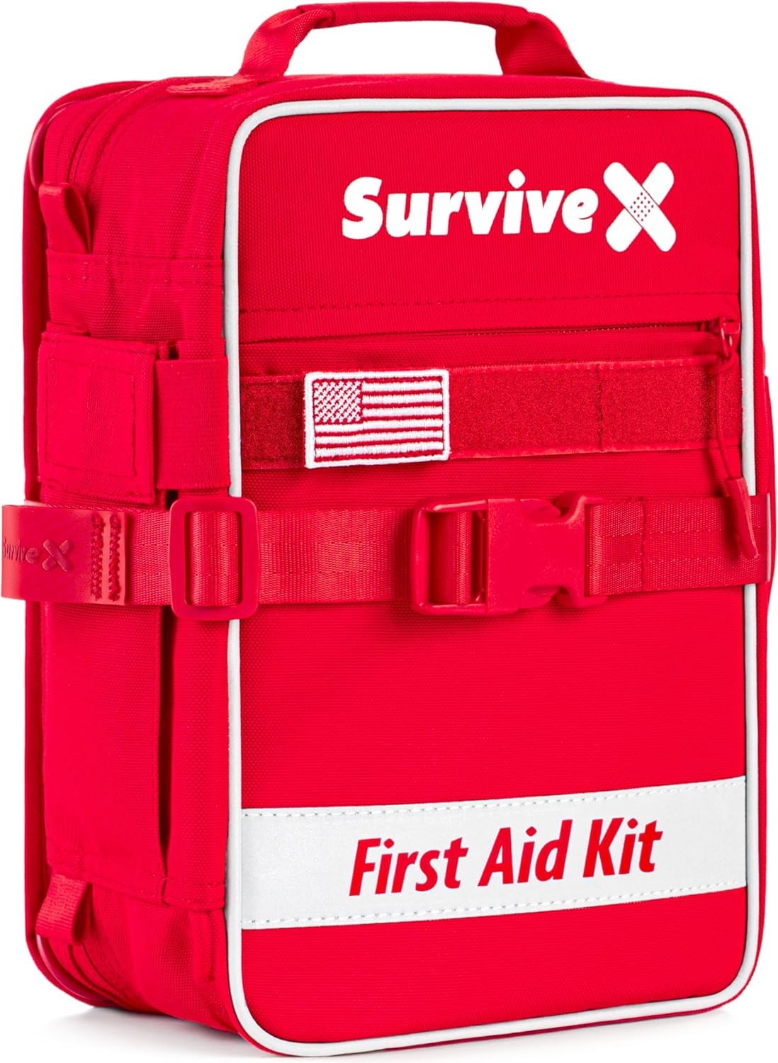 Large-Capacity First Aid Kit with Zippered Wound Closure Dressings