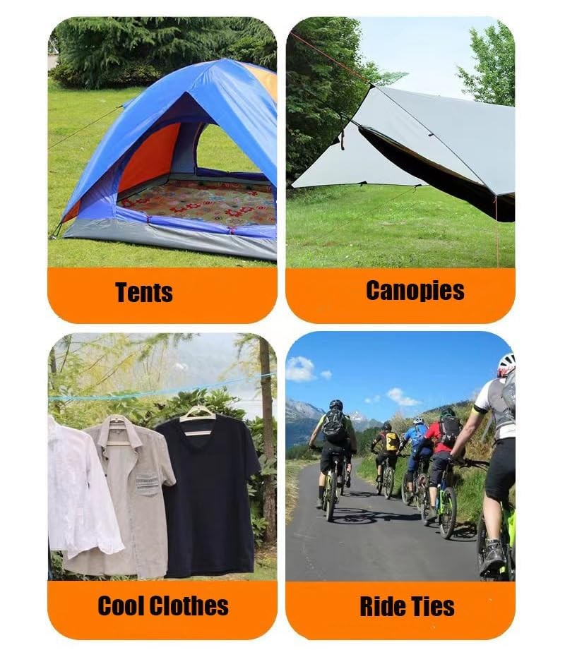 Tgpiao 4Pack Duty Camping Rope – 4mm Outdoor Reflective Guy 13.1ft, Black