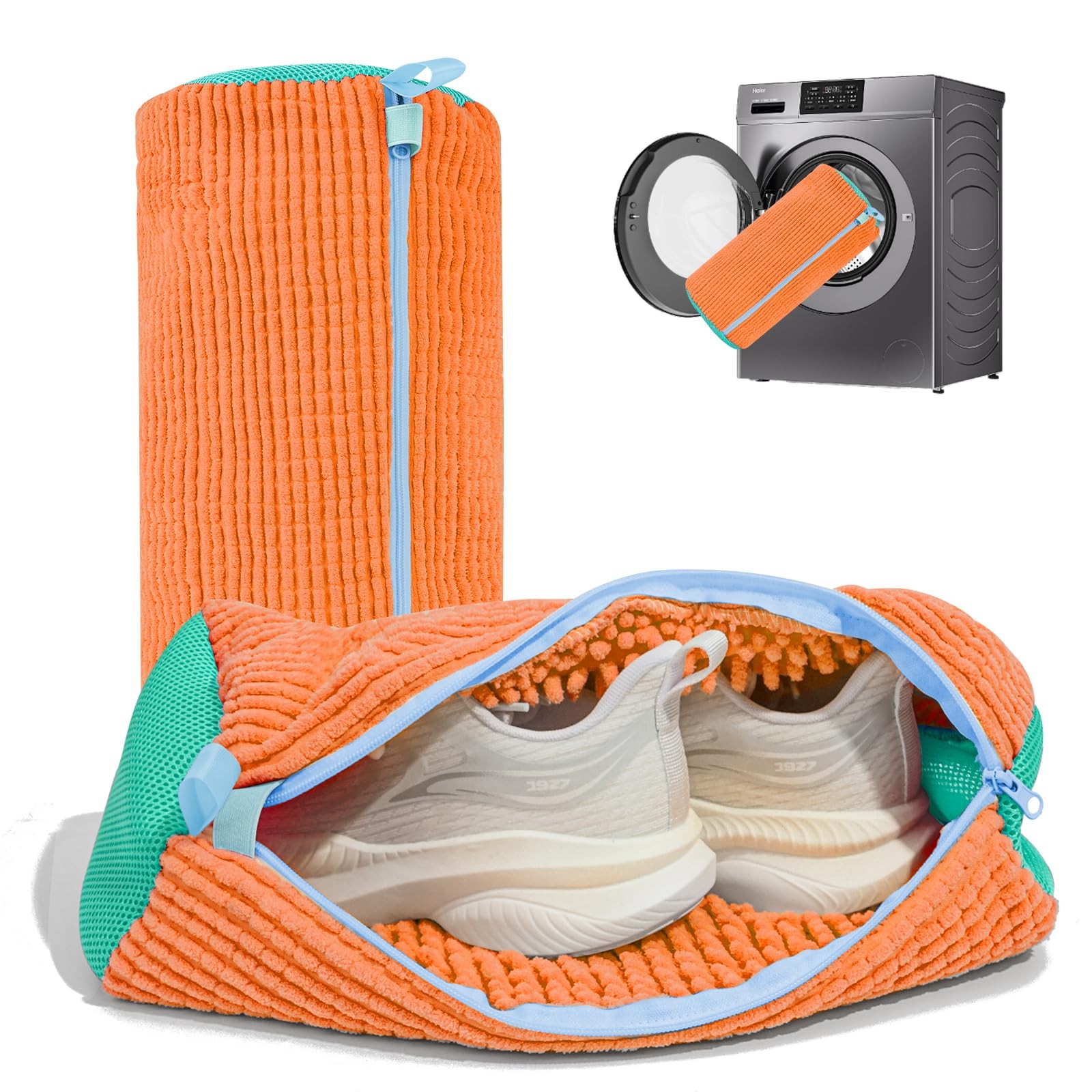 Shoe Washing Machine Bag: Laundry Bag for 7″L x 7″W x 15″H, Orange 2pcs