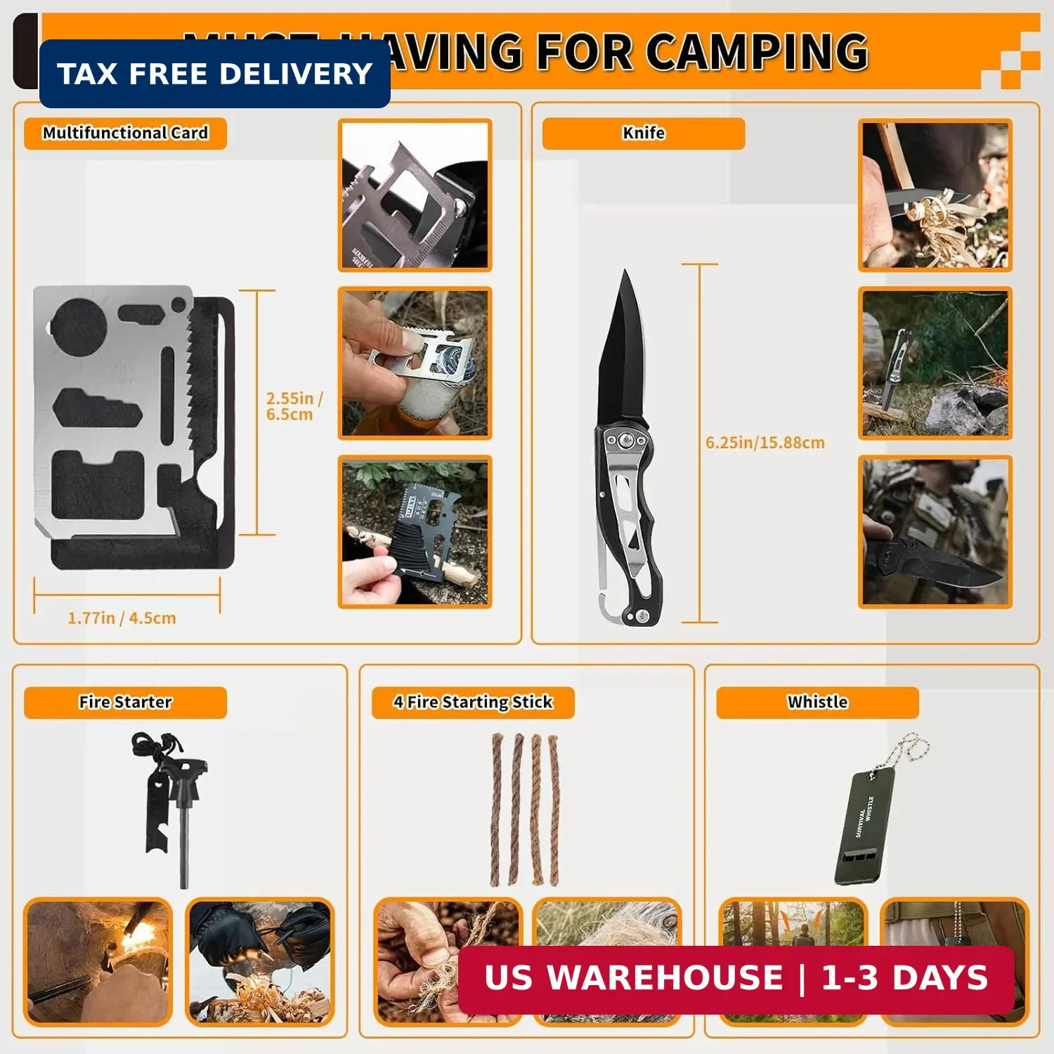 Survival Kit, Gifts for Men Women Teen Boys, 252 pcs Survival Gear and Equipment