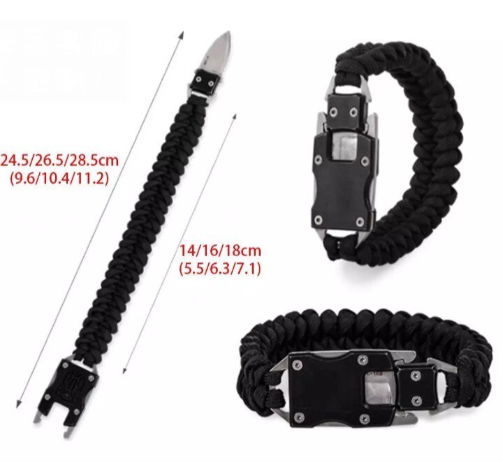 2 Pack Black Paracord Tactical Bracelet Survival Gear EDC Tactical Gift US
