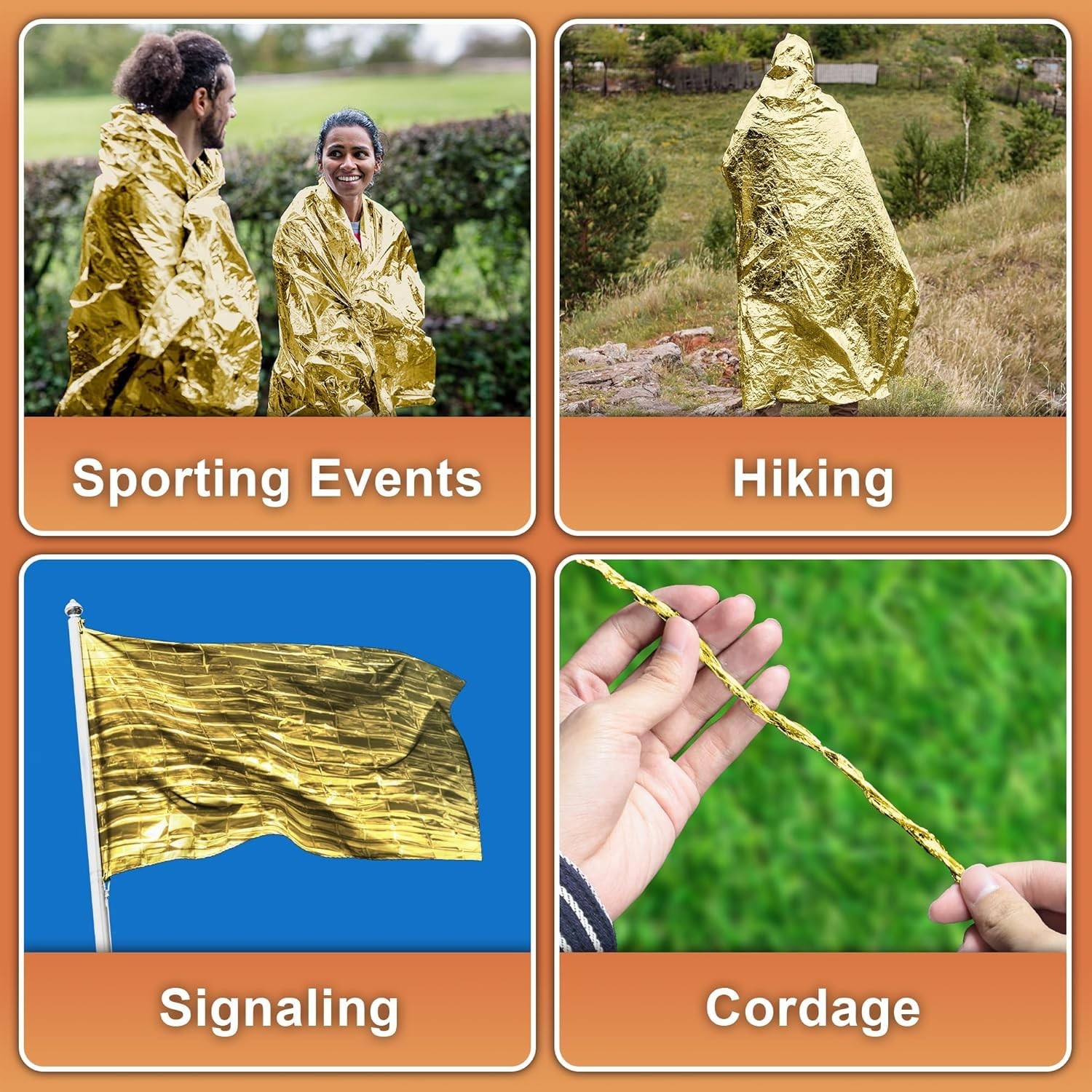 Rescue Blanket Rescue Foil Gold 210x160cm Pack of 6 Car, First Aid, Campin…