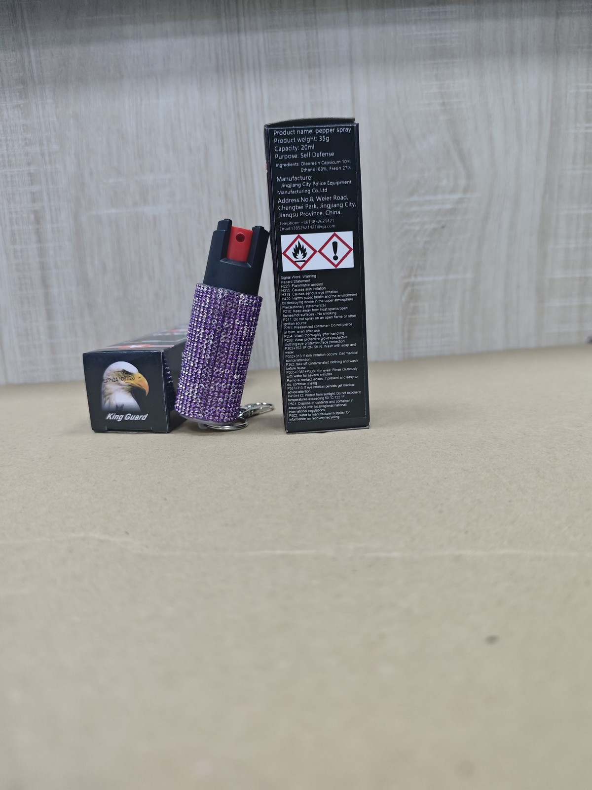 Black/Red/Purple,Pepper Spray Self Defense,Rhinestone Design Spray Keychain