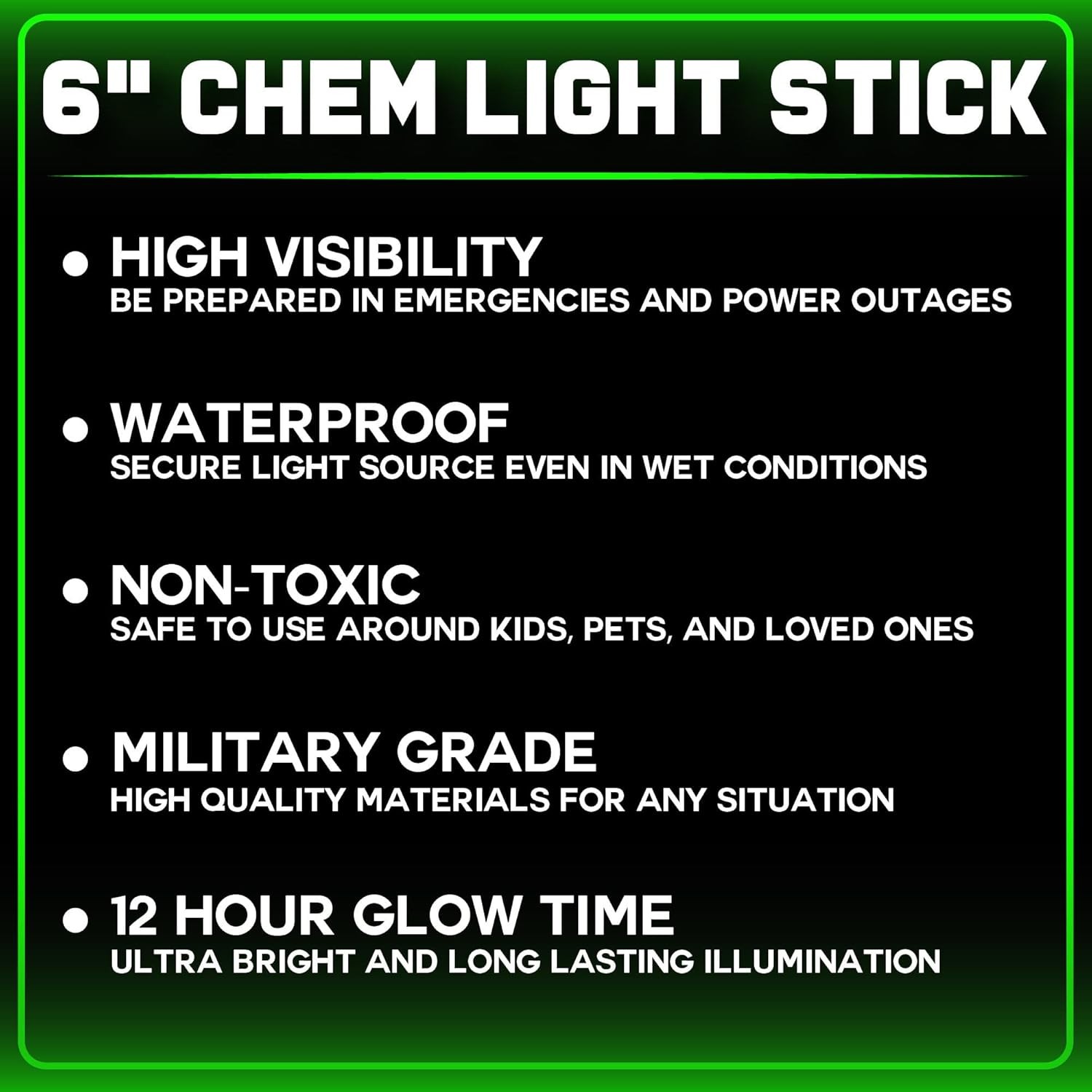 12x Military Grade Glow Sticks 12 Hour Light for Survival, Camping, Power Outage