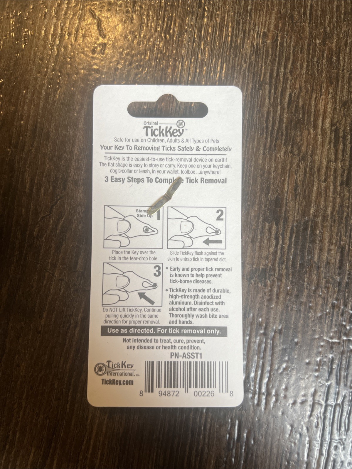 (1) Original TICK KEY Tick Removal Device For Kids Adults Pets USA Made Aluminum