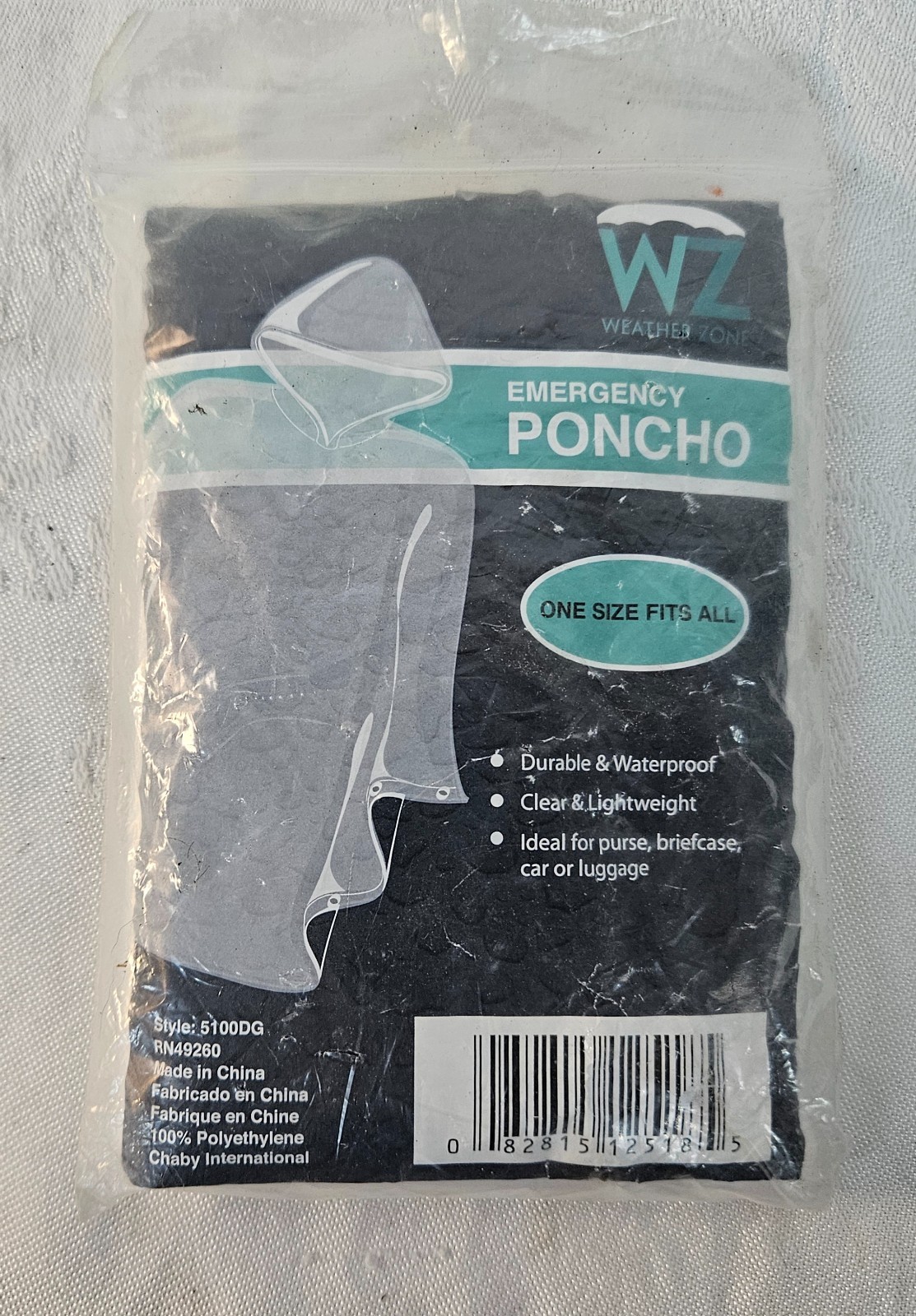 NIP Weather Zone Emergency Rain Poncho One Size Fits All Clear & Light Weight