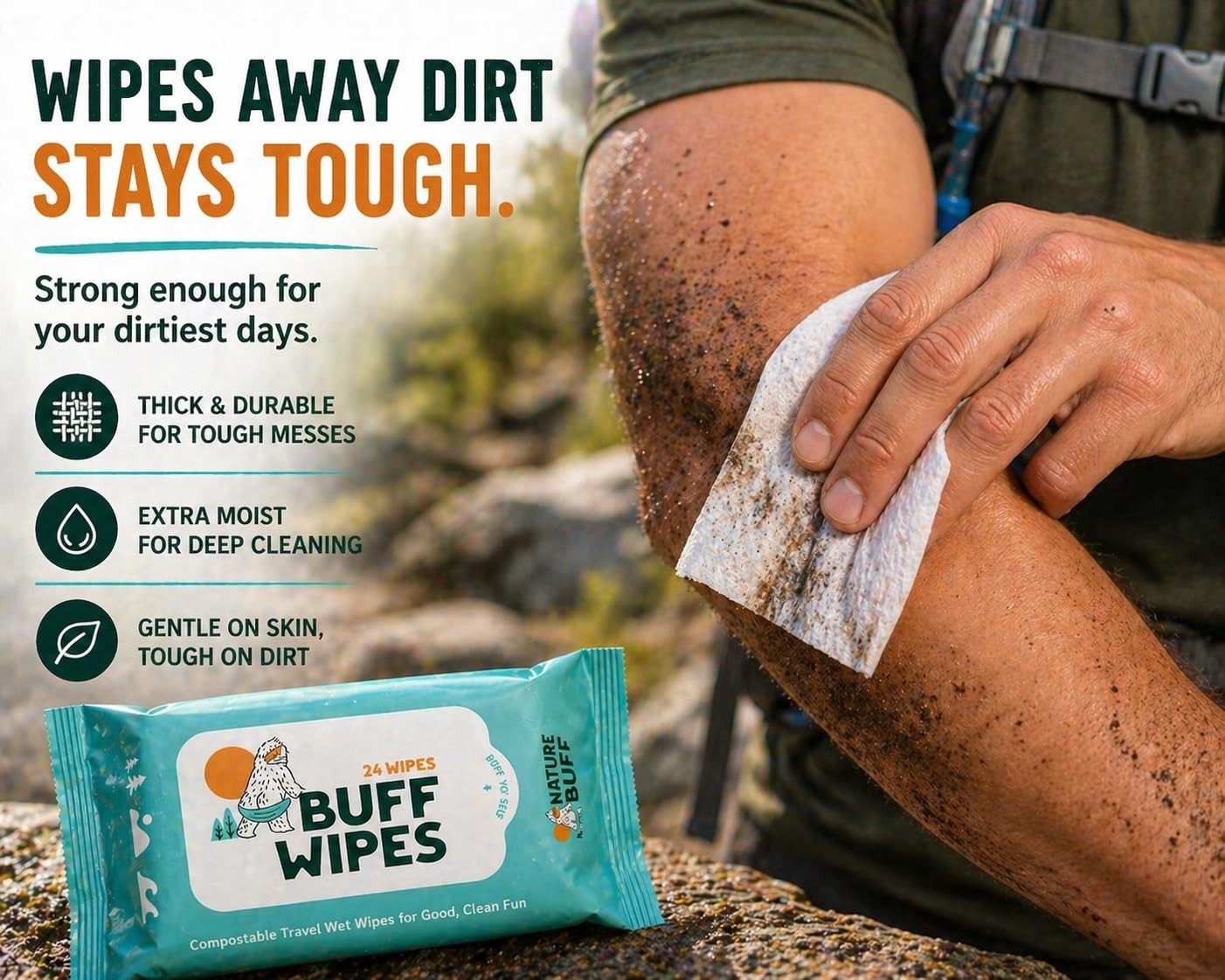 Unscented Full Body Camping Wet Wipes 8×8 Inch – Travel Hygiene Wipes, Pack of 1