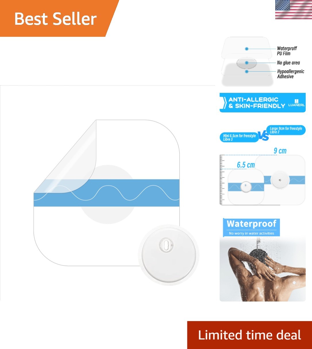 100 PCS Waterproof Adhesive Patches for Freestyle Libre 3 – Comfort & Protection
