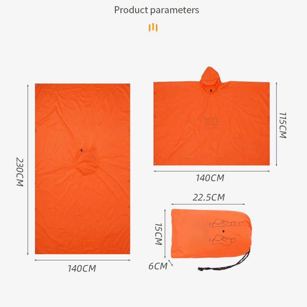 Adult Portable Lightweight Raincoat with Hood Waterproof Three in One Design