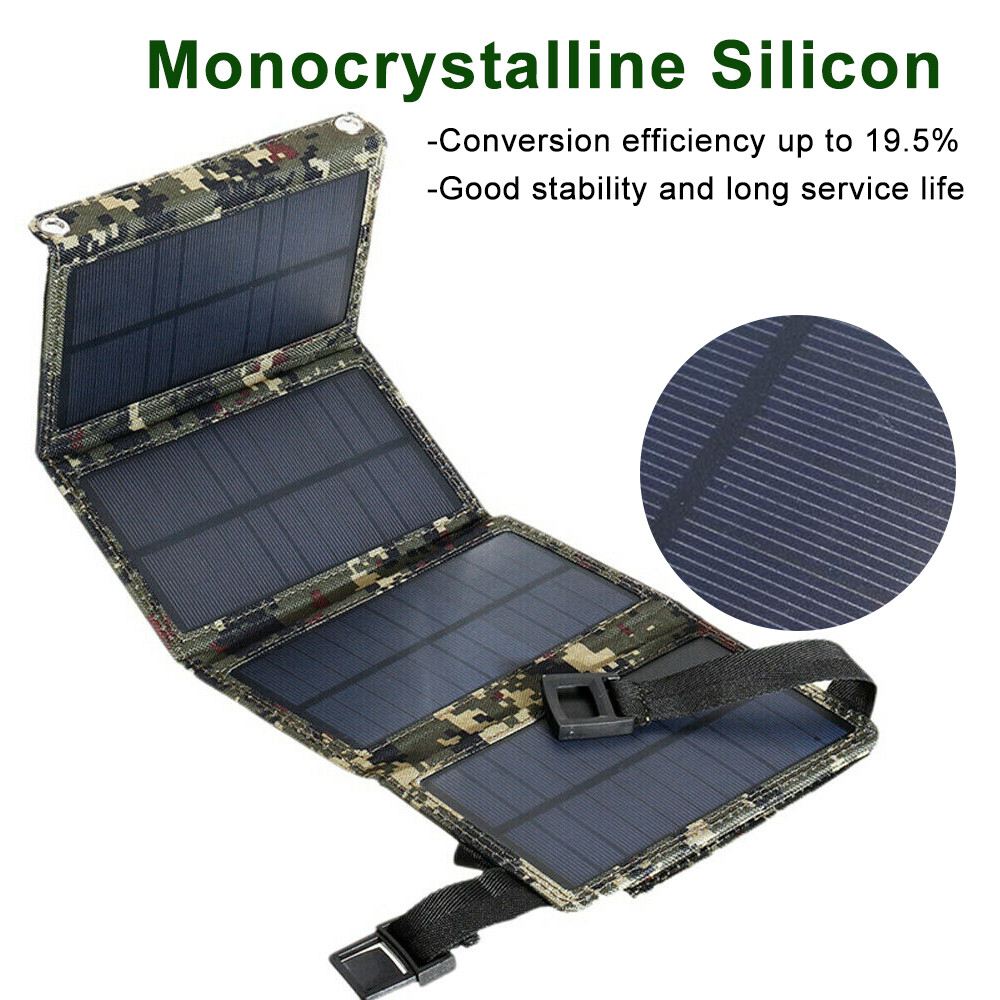 Folding 80W USB Solar Panel Power Bank Outdoor Camping Hiking Phone Charger US