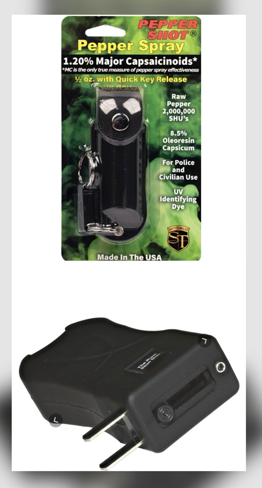 COMBO Police Defense STUN GUN Leather PEPPER SPRAY Rechargeable LED HIGH POWER