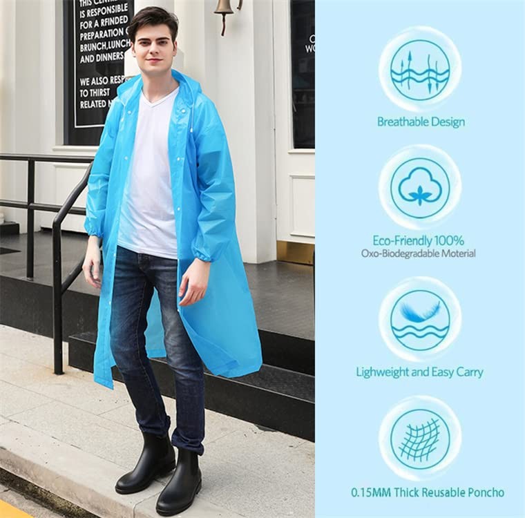 Rain Poncho Raincoats for Adult Reusable – 2-5 Pack EVA Waterproof Rain Coat …