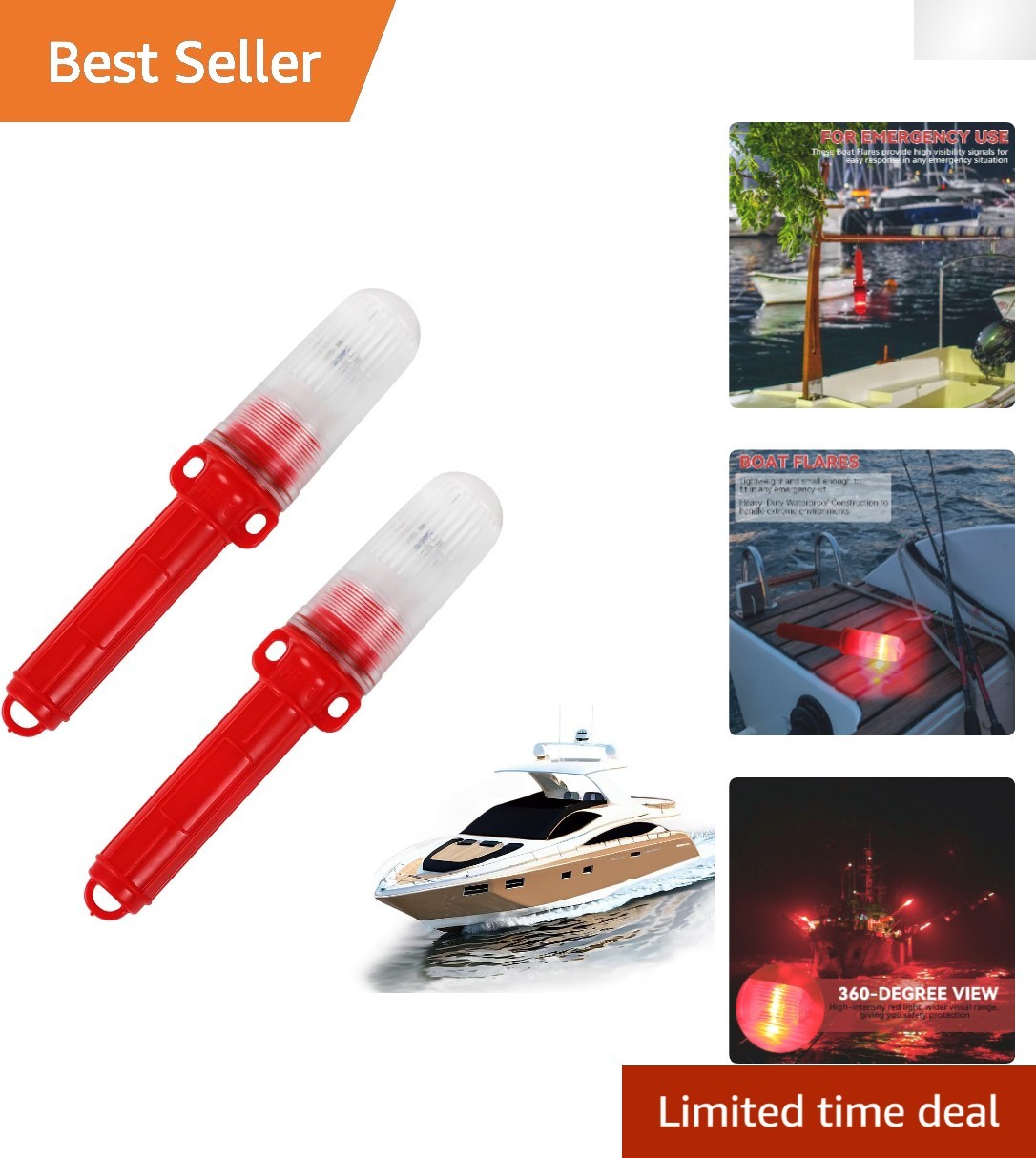 Emergency Marine Flares – 2-Pack LED Distress Signal Lights for Boating Safety