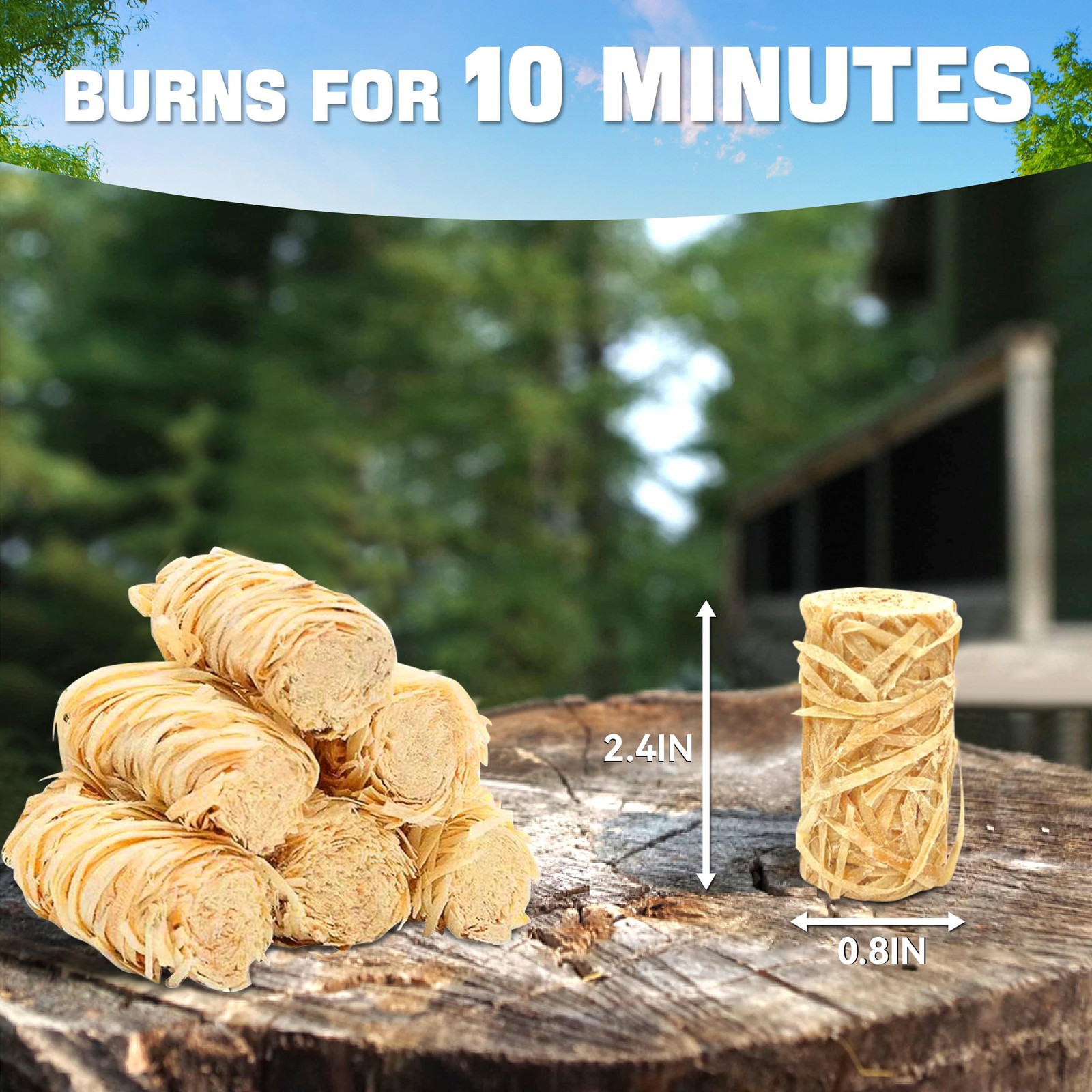 Shwuevei 65 PCS Natural Wood Fire Starter Camping BBQ Fireplace Fire Starter Kit