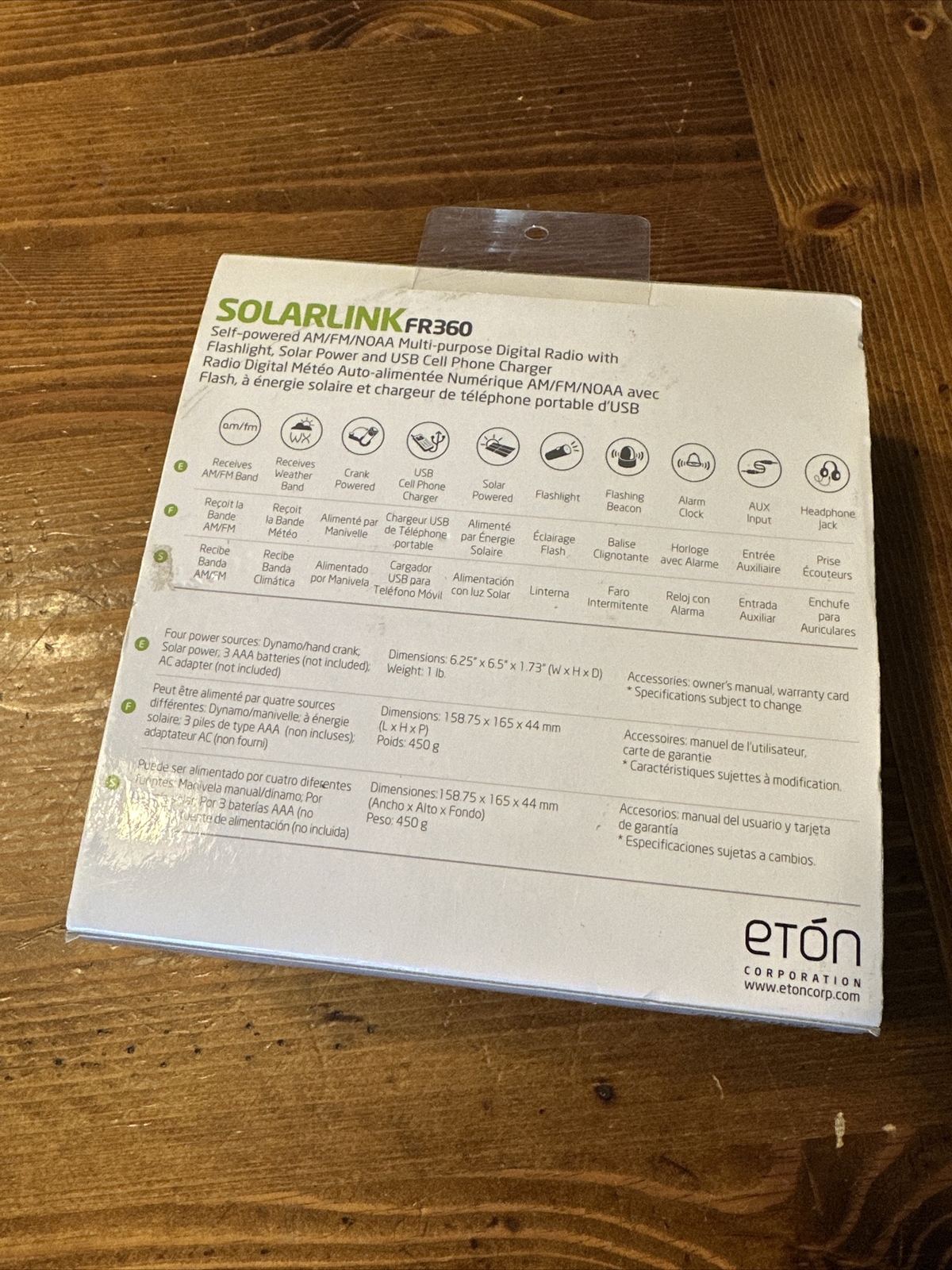 SOLARLINK FR360 Emergency Weather Radio Flashlight Solar Power USB PORT LL BEAN