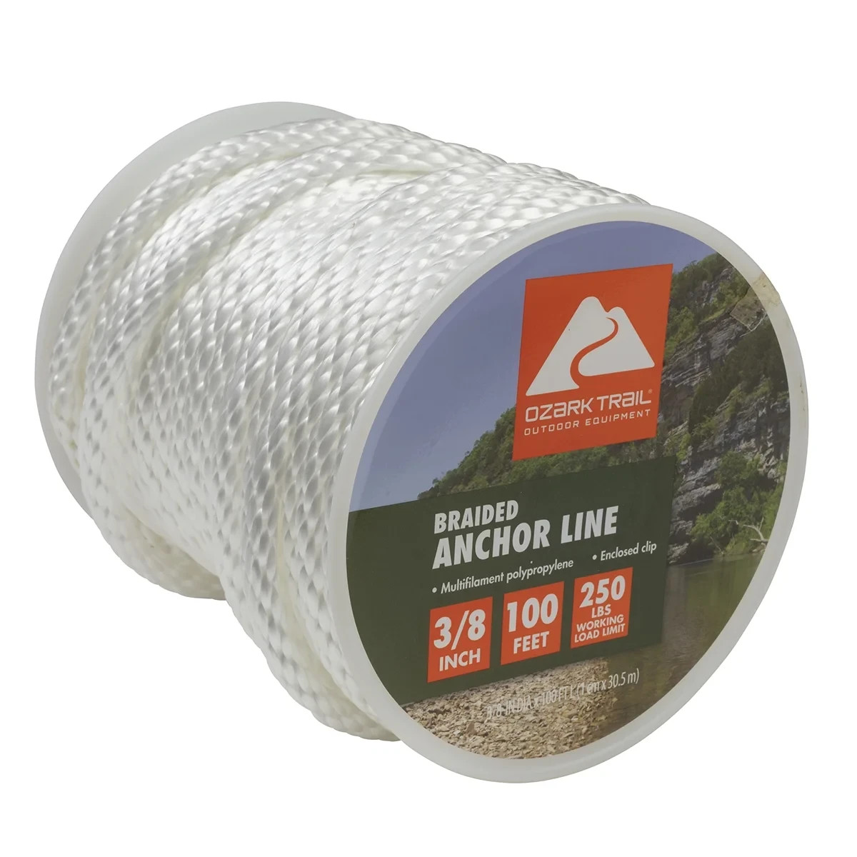 (2 pack) Ozark Trail 3/8″x100′ Nylon Braided Marine Anchor Line 100 Foot Length.