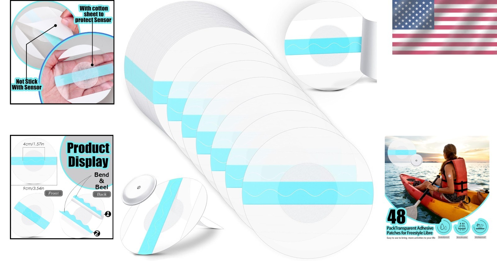 Transparent CGM Adhesive Patches – 48 Pack, Waterproof & Sweatproof Protection
