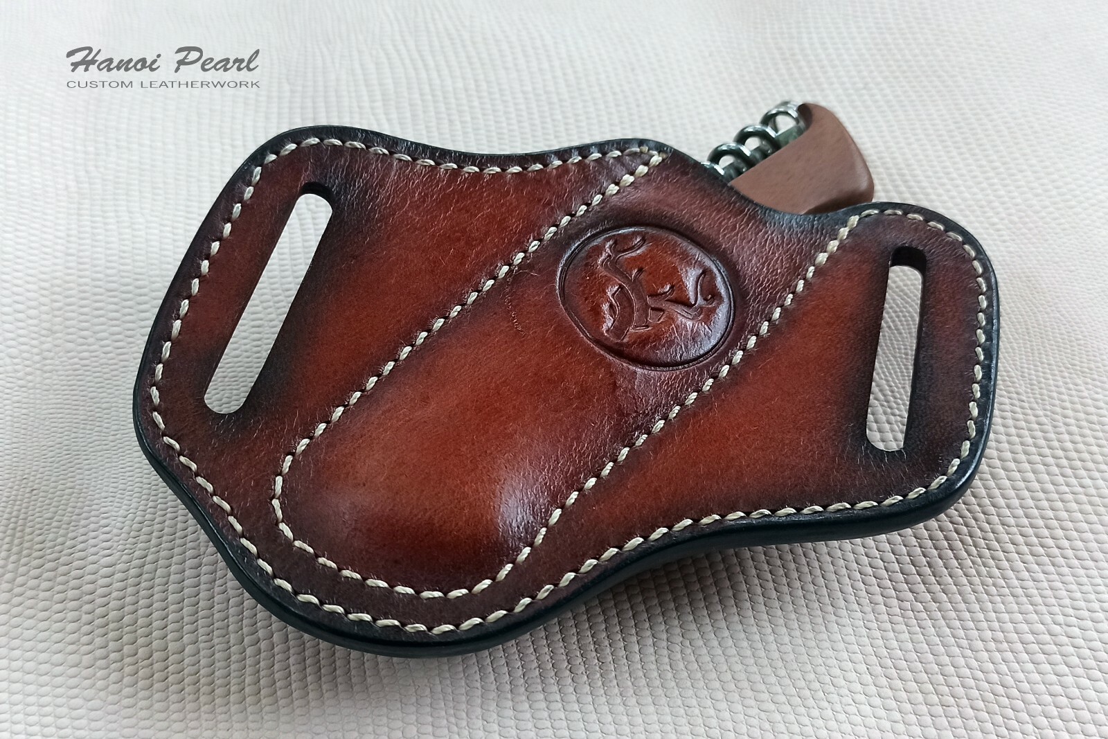 Custom Cross Draw Leather Sheath for Victorinox Ranger Wood 55