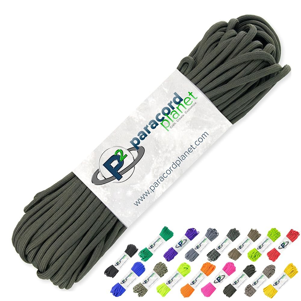 Paracord Planet 100′ Hanks Parachute 550 Cord Type III 7 100ft, Olive Drab