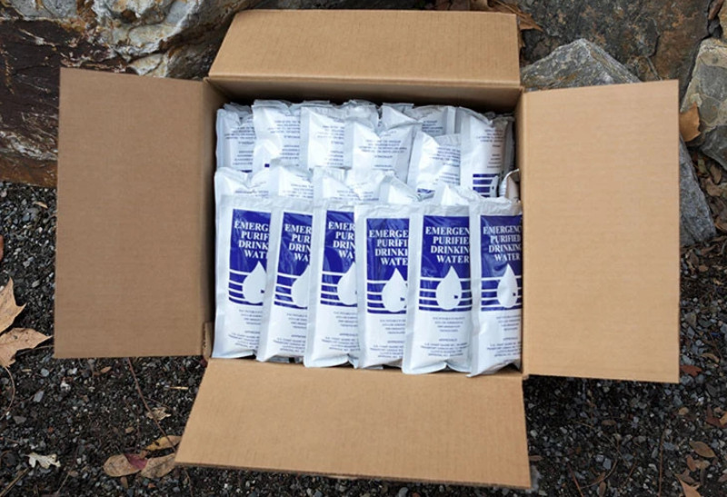 (96) SOS Emergency Purified Drinking Water Packets Survival 48 Day Supply
