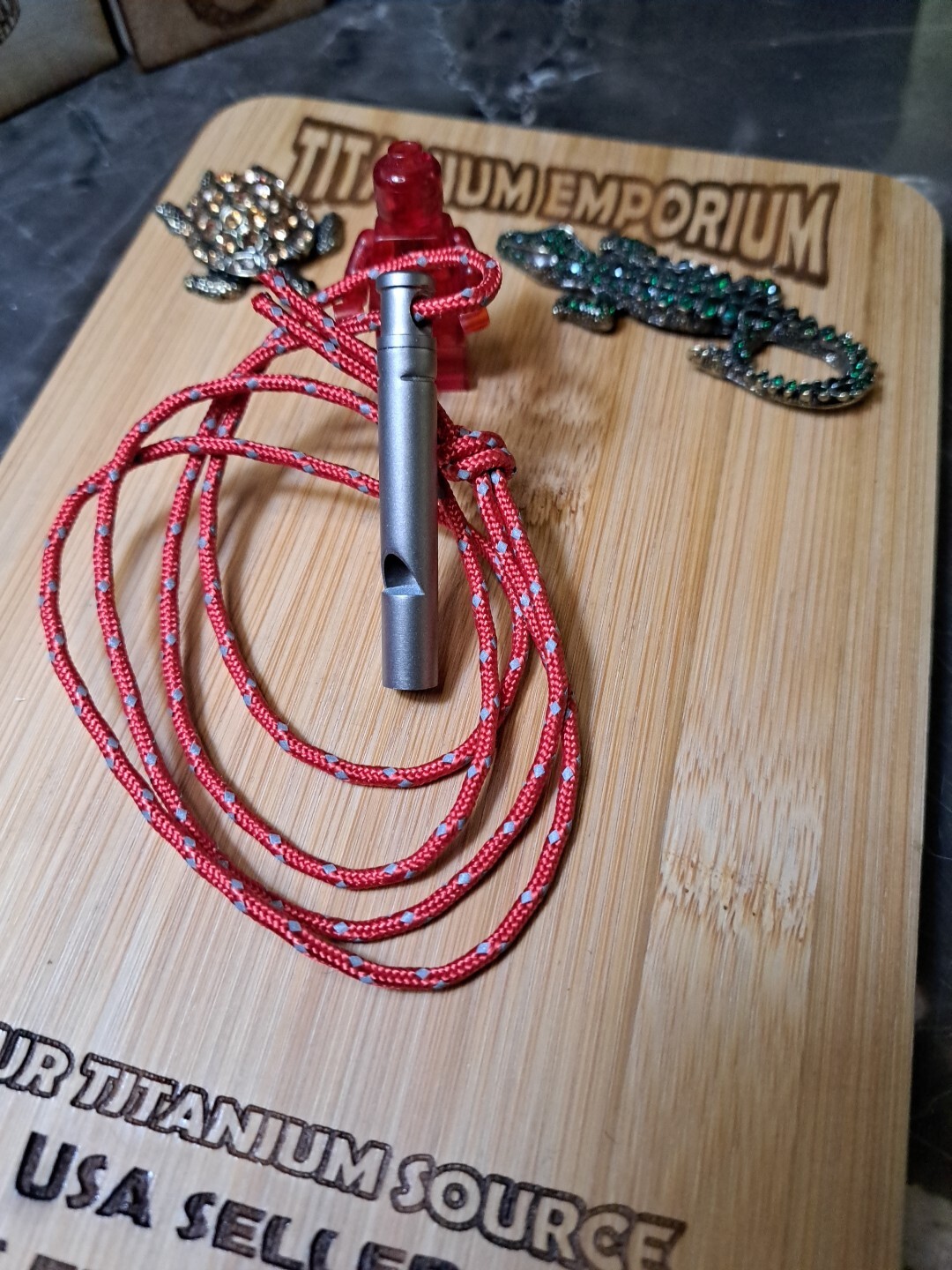 Small Titanium Alloy Whistle With Lanyard