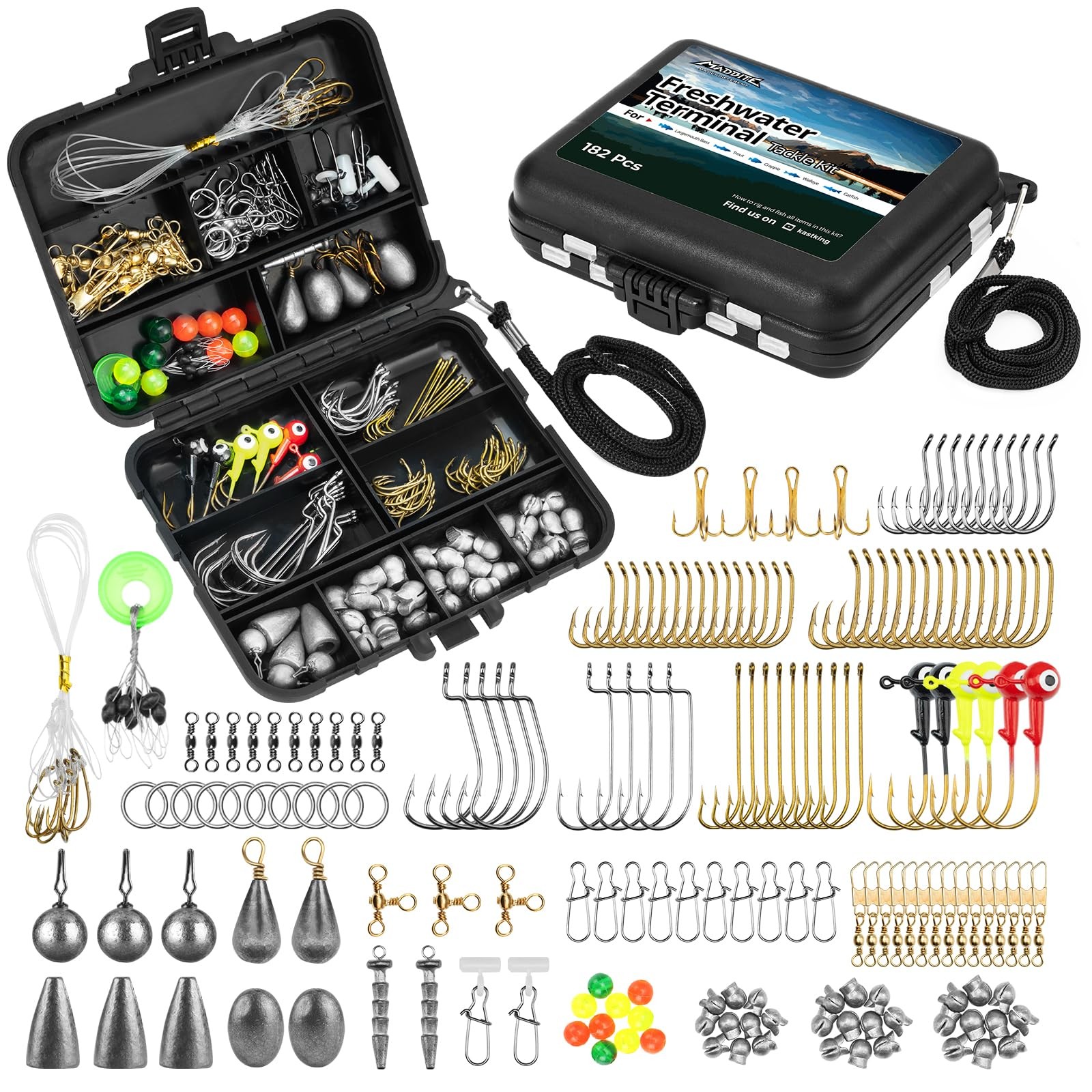 MadBite by KastKing Freshwater Terminal Tackle Kits, 182 pcs, Fishing Medium