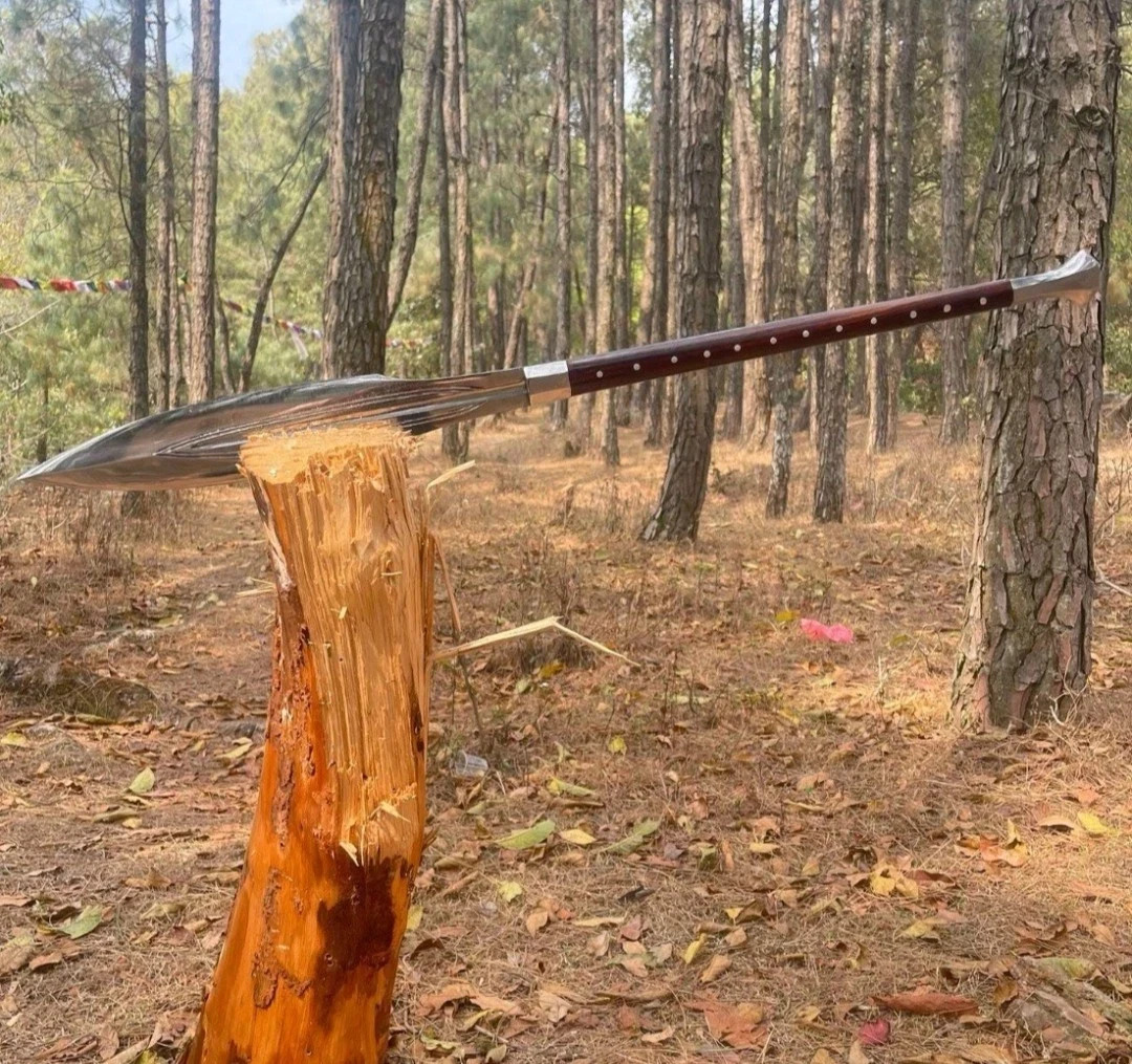 Handcrafted Viking Spear with Steel Blade – Tactical Hunting & Camping Ge