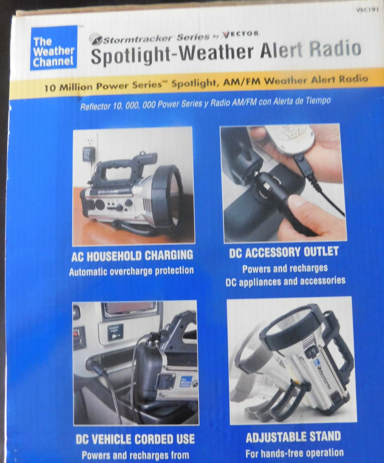 Vector Weather Flashlight 3 Band Radio VEC191 NIB 10,000,000 Power 12VDC Outlet
