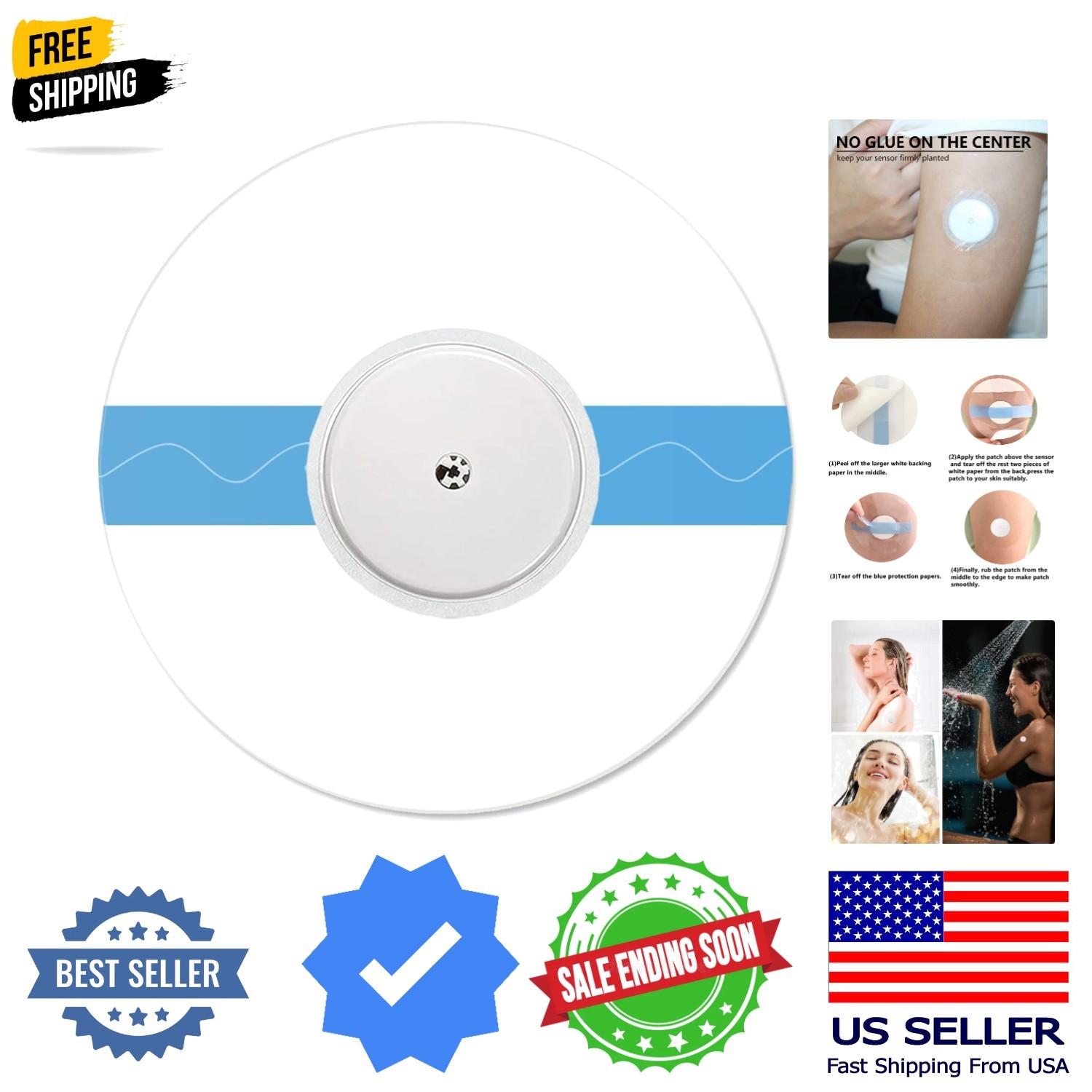 Sensor Covers for Libre 2/3/Plus, 55 Pack Waterproof Adhesive Patches,Transpa…