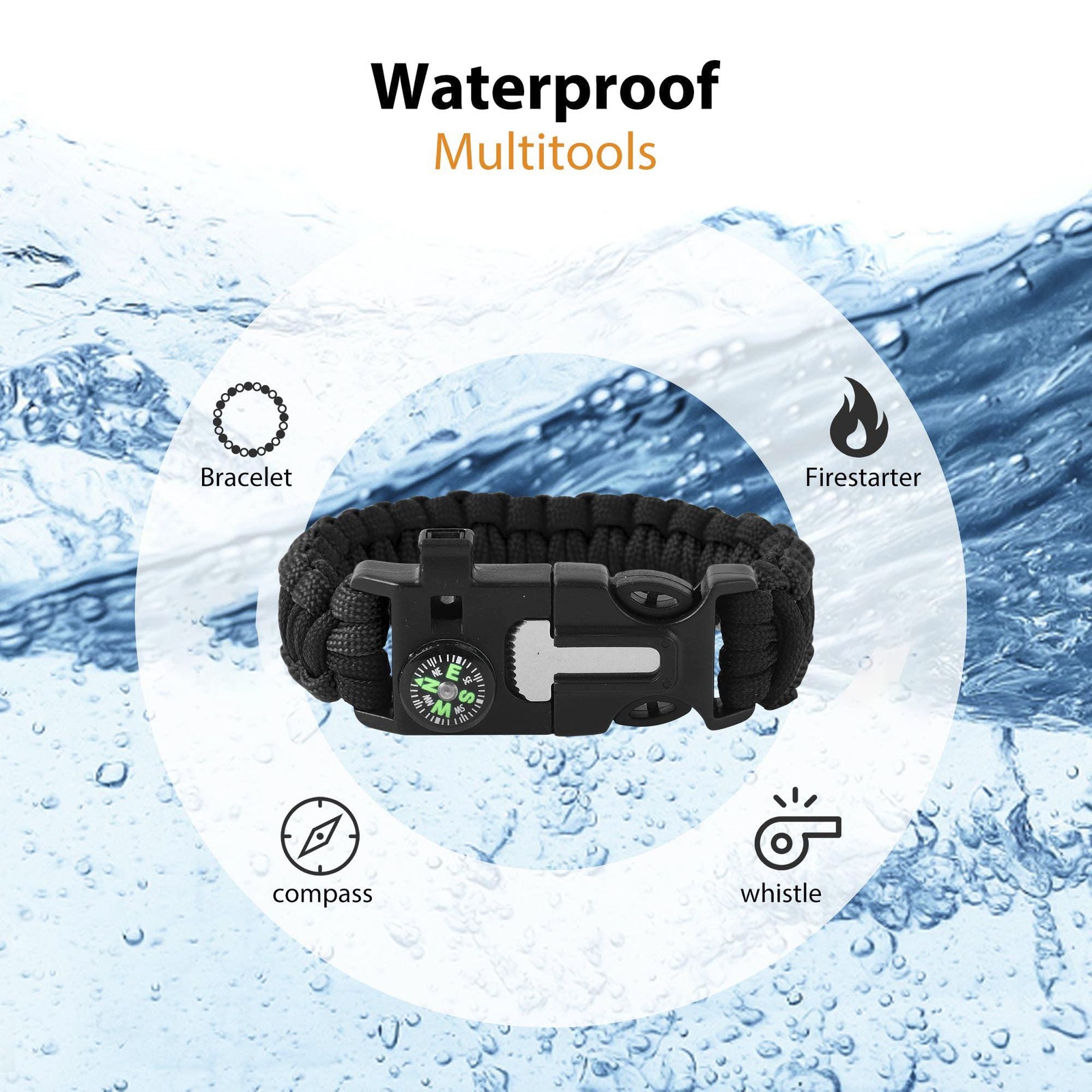 Pulsera de cuerda de paracord 5 en 1 para senderismo y camping