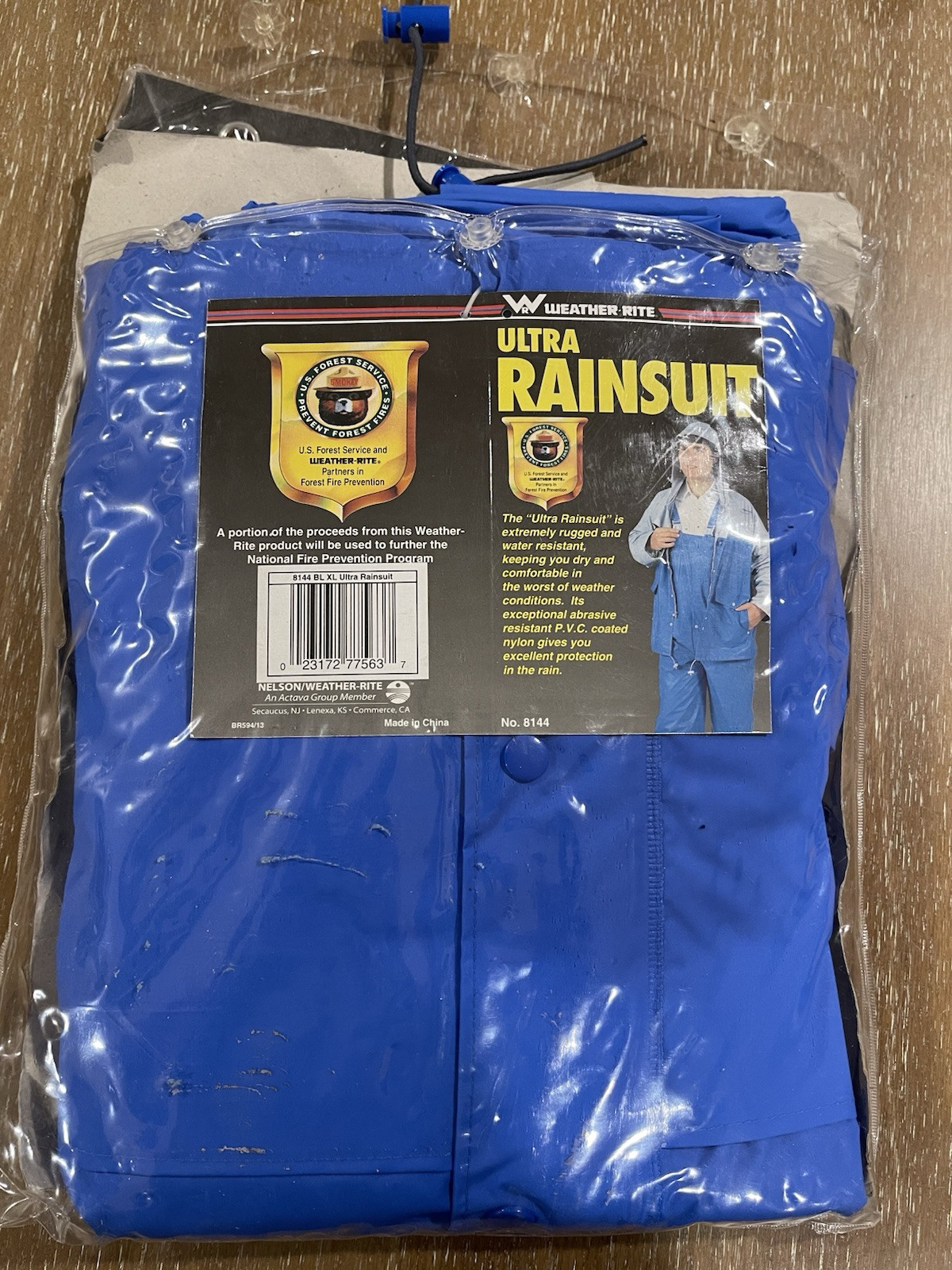 NEW Weather-Rite No 8144 Blue XL PVC Coated Nylon Ultra Rainsuit Jacket, Overall