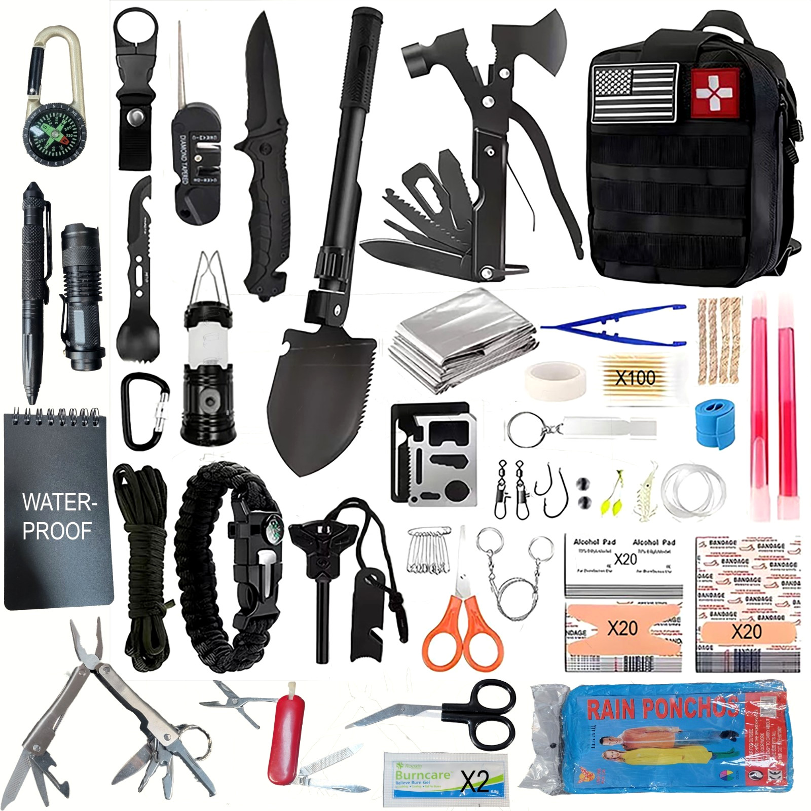 Emergency Survival Prepper Kit First Aid Bug out Military 204 Pieces Set -US