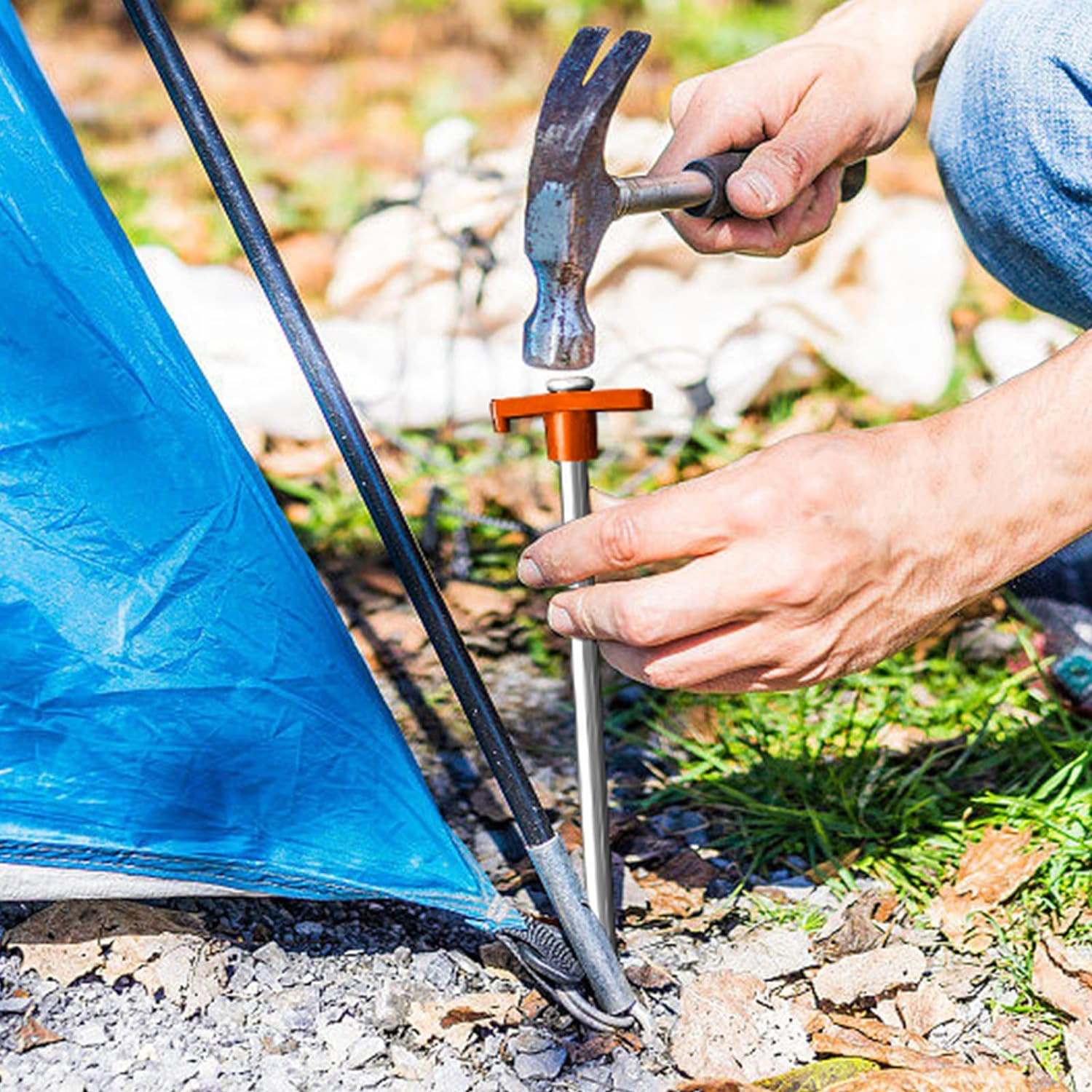 Eurmax USA 10-Pack Secure Protection Galvanized Tent Stakes,Rust-Proof Steel Can