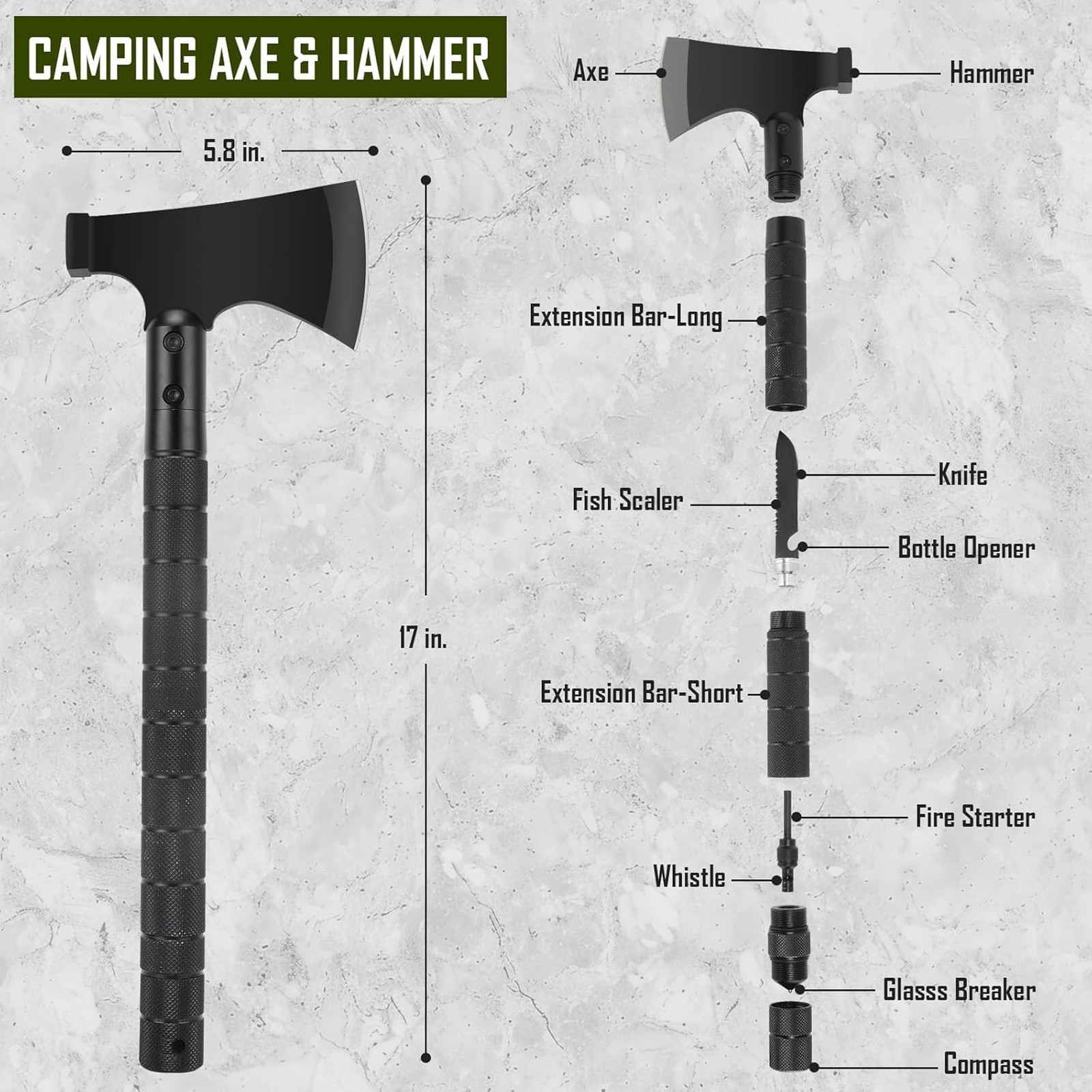 Emergency Survival Kit 268 Pcs First Aid Gear Camping Axe Headlamp Crossbody Bag
