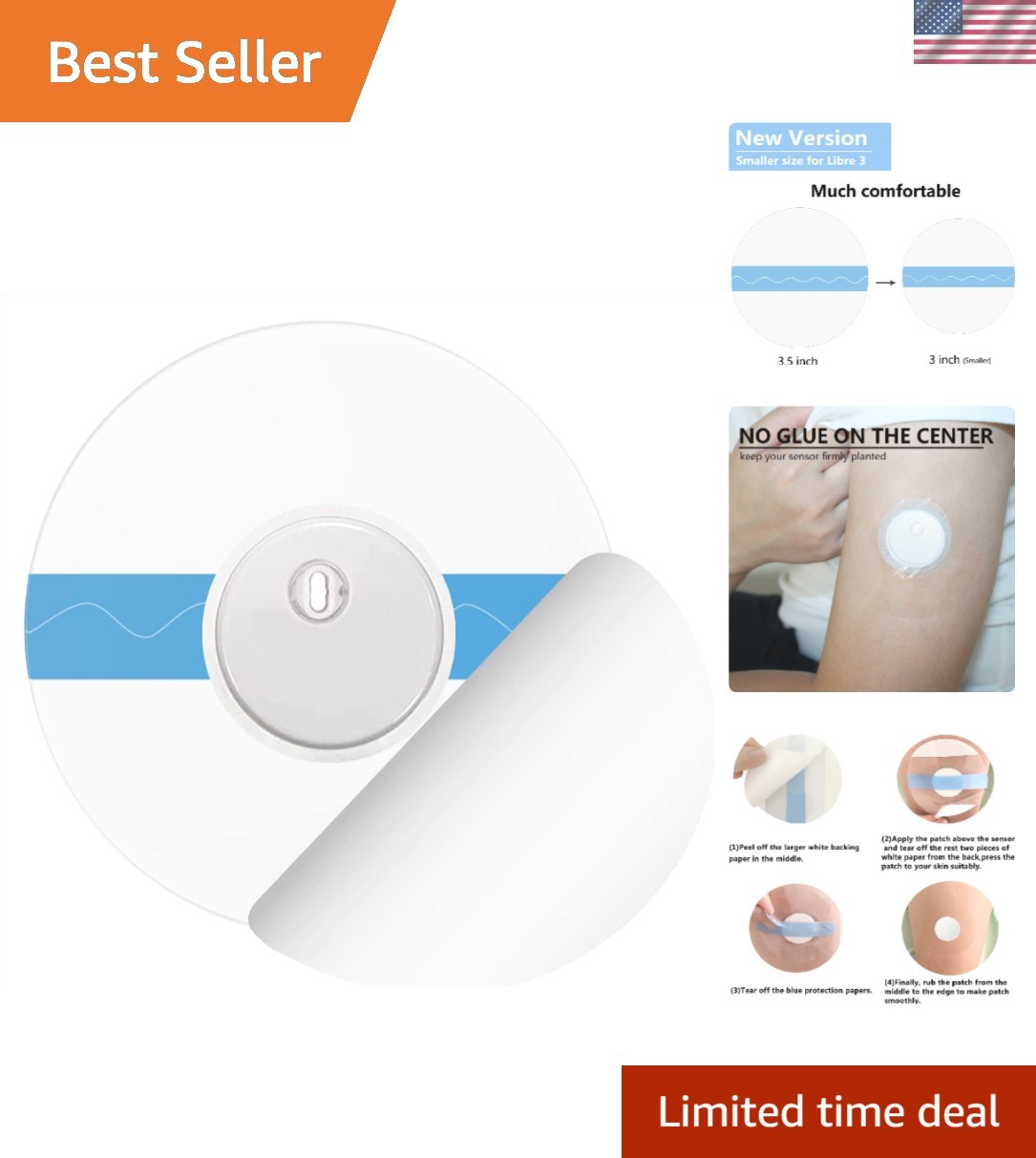 Overpatch for Libre 3 – 50 Pack, Long-Lasting Waterproof Sensor Protection