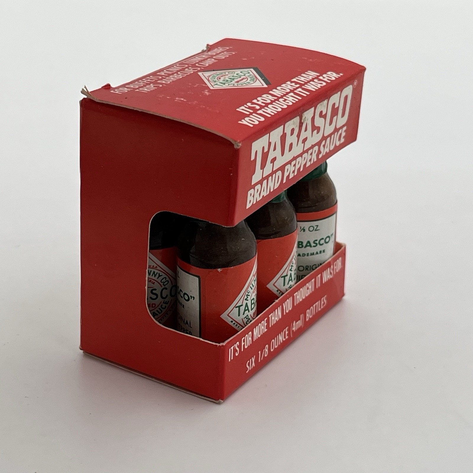 (6) 1/8 Oz. TABASCO HOT SAUCE, Mini Glass Bottle, FRESH & SEALED!