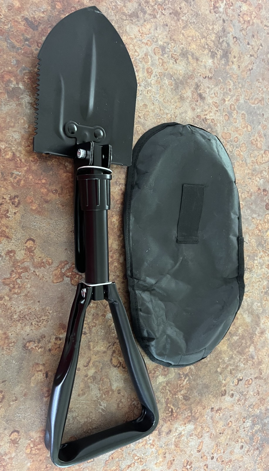 Survival Shovel Tri-Fold Steel Emergency 24″ New in Pouch w/Belt Loop