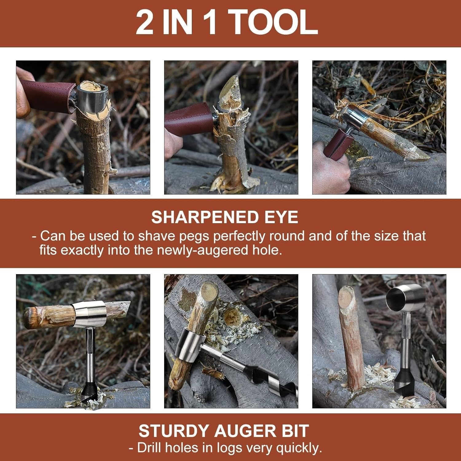 Bushcraft Hand Auger Wrench for Wood Drilling Scotch Eye Wood Drill Camping Tool