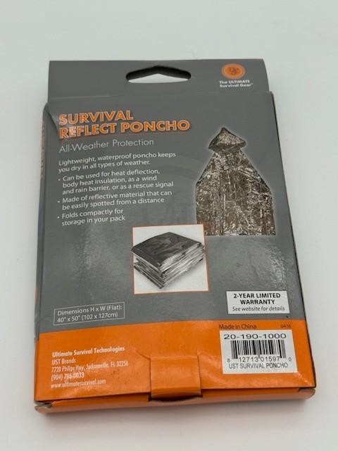 UST Survival Reflect Poncho – One Size (20-190-1000) – All Weather Protection