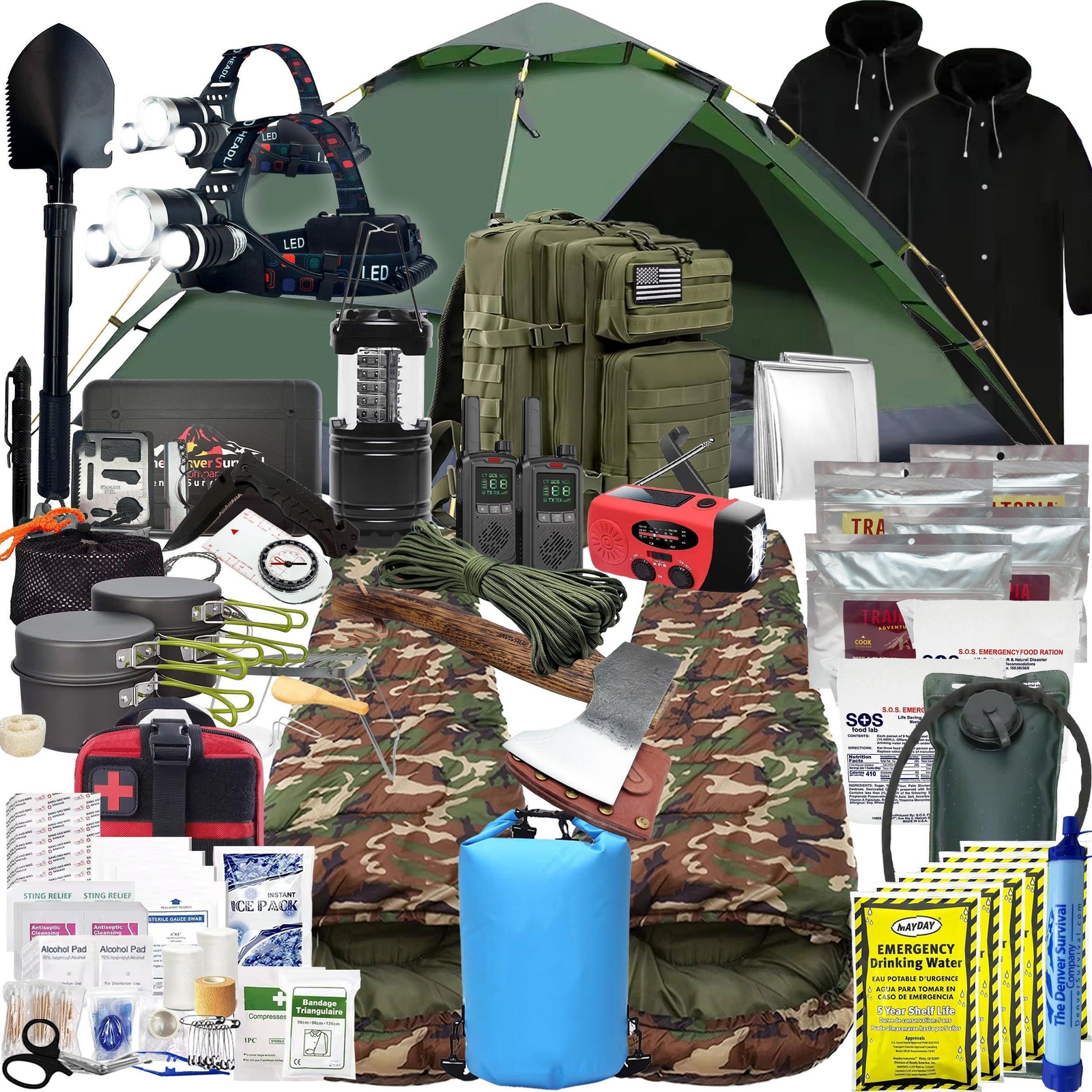 2 Person 5 Day Survival Bag with Survival Tools and Camping Equipment