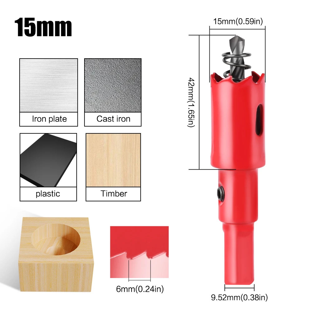 1pc 15-200mm M42 HSS Steel Drilling Hole Saw Drill Bit Bi-Metal for Aluminum Iro