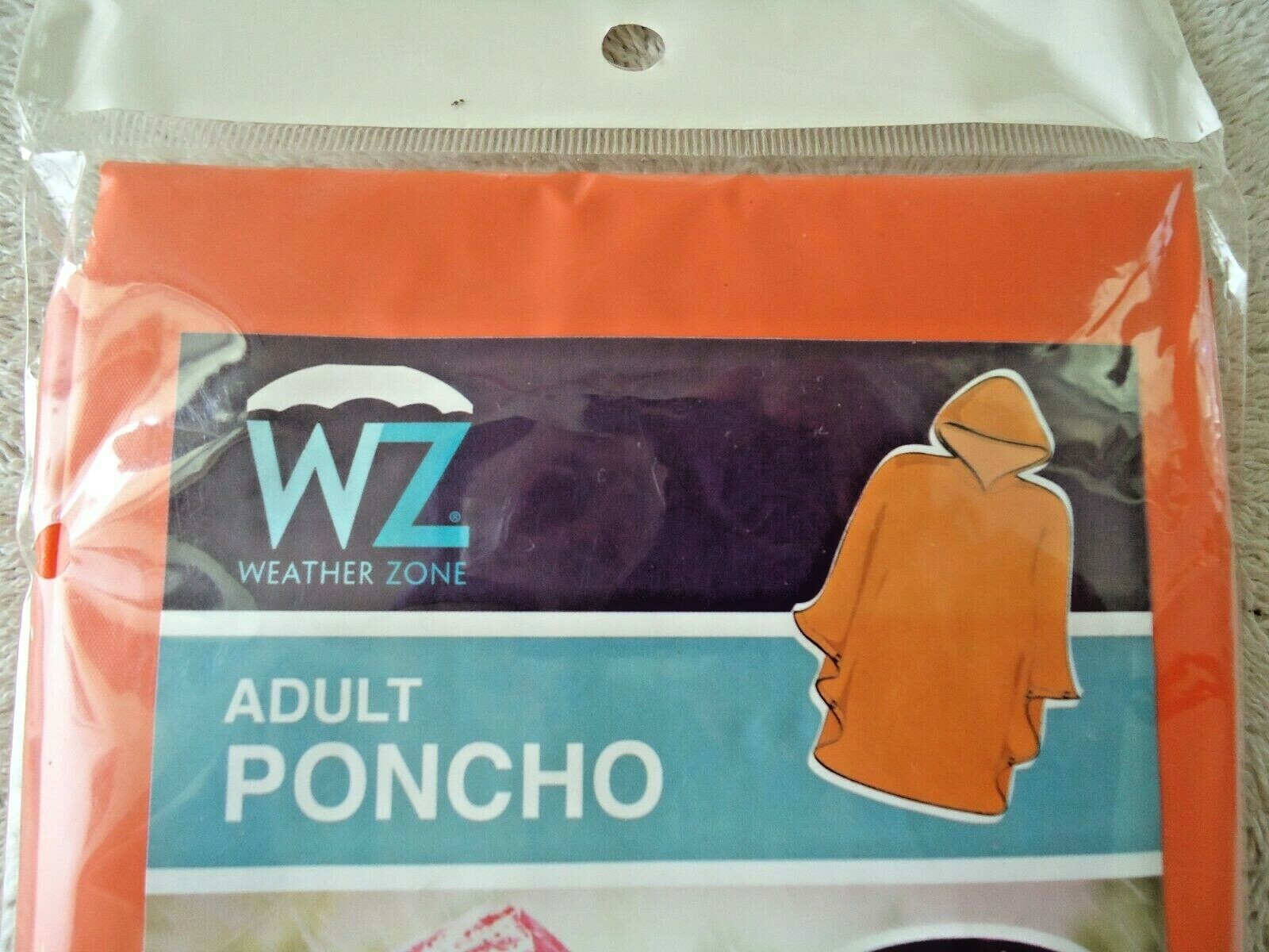 ” NIP ” Weather Zone One Size Fits All Orange Adult Poncho ” GREAT ITEM “