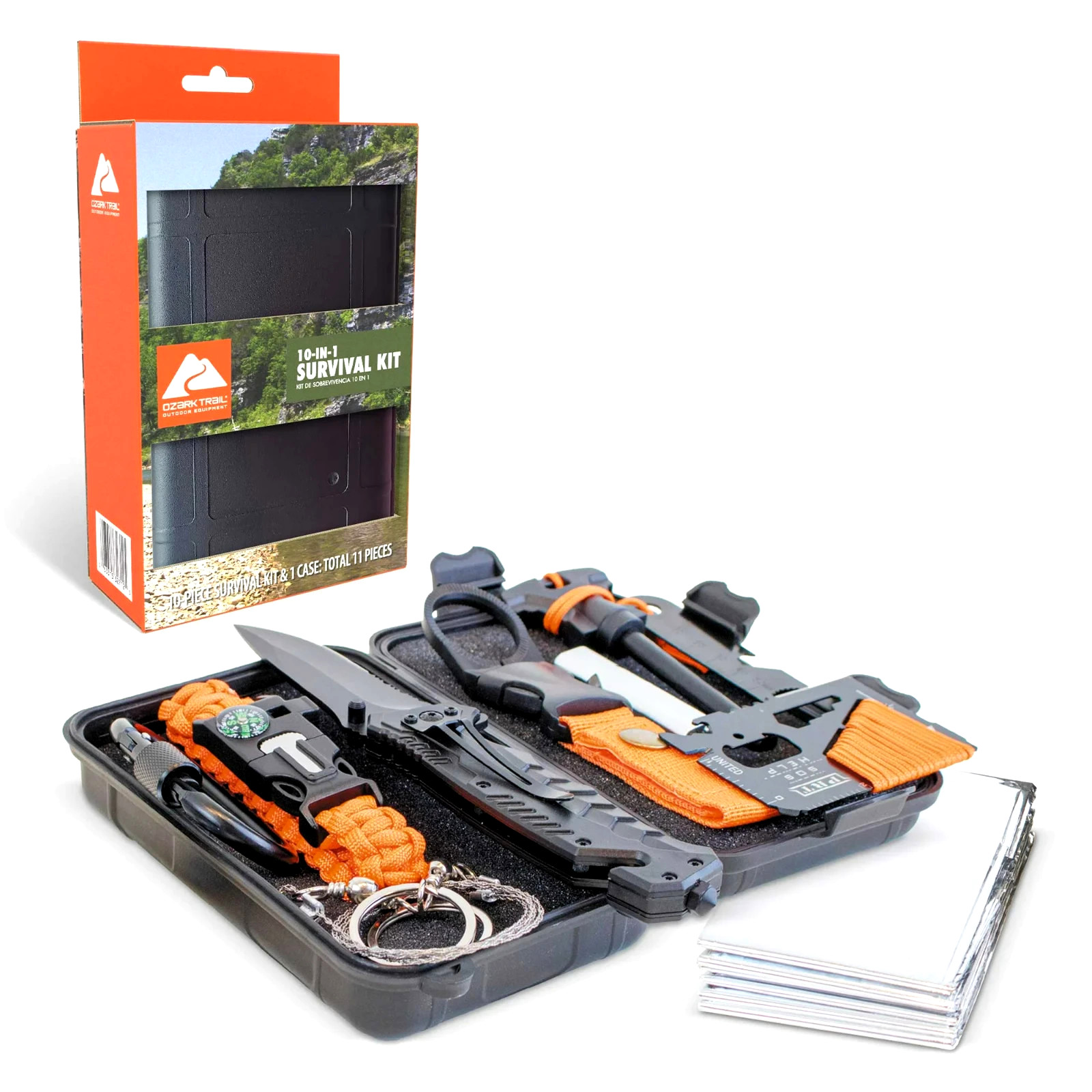 SURVIVAL KIT Knife Ozark Trail 10 Pcs CAMPING Outdoor Survival Set + NEW /BOX