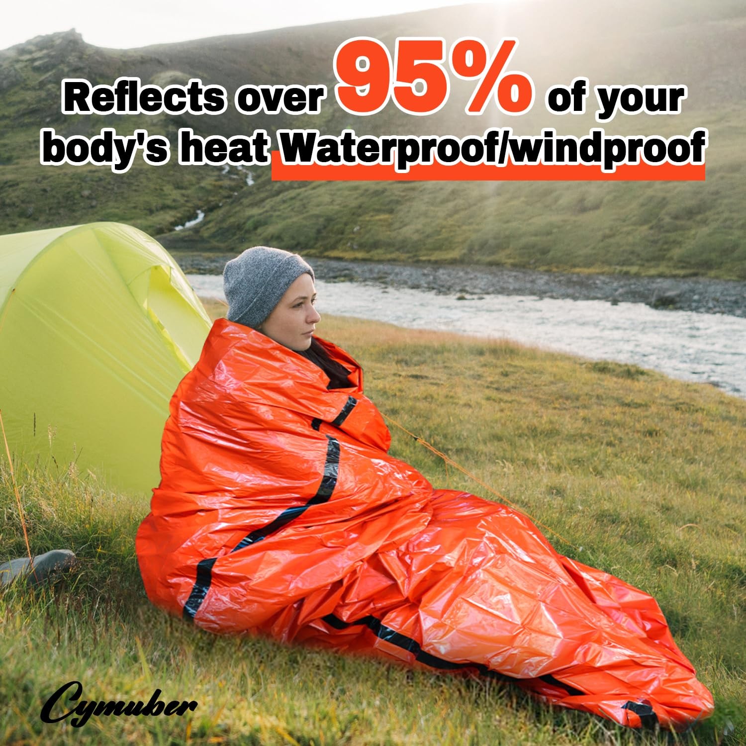 Emergency Sleeping Bag Survival Bag, Cymuber Portable 2 PACK, Orange